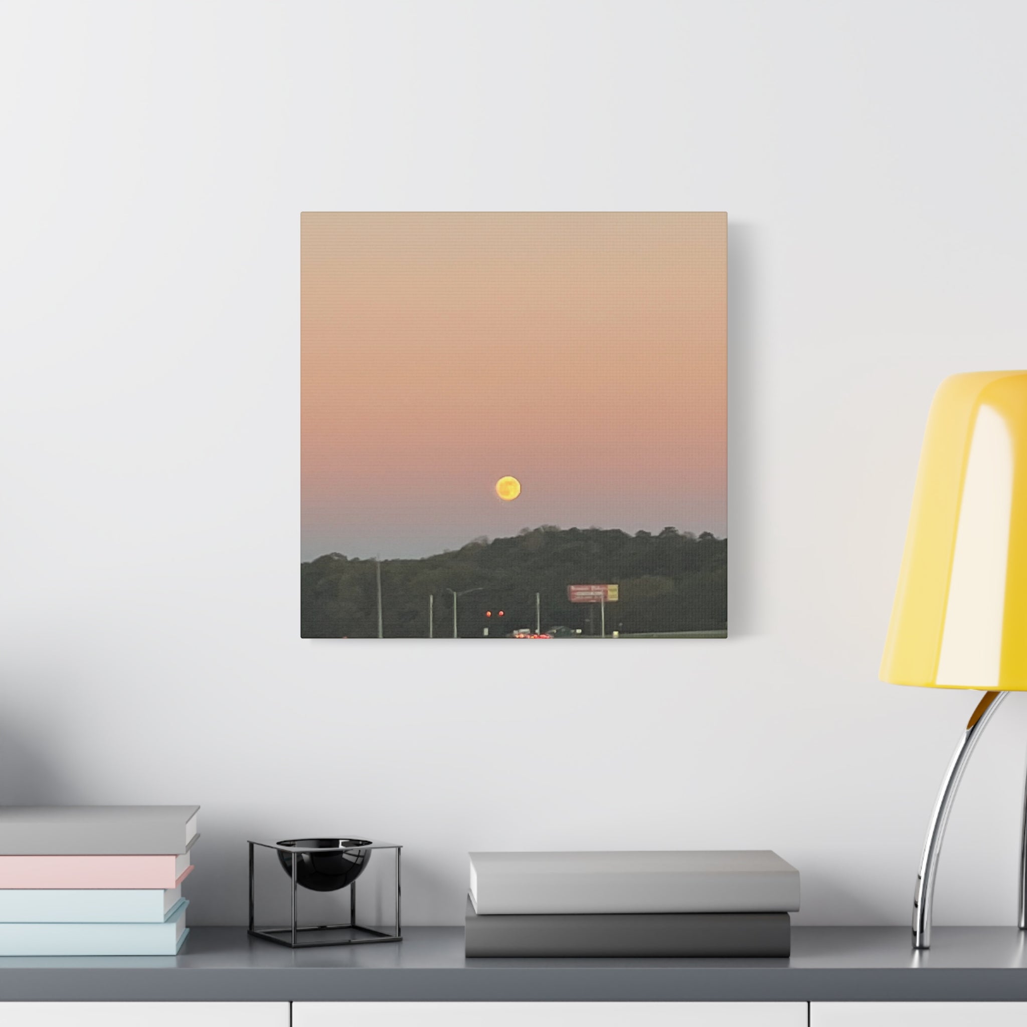 Moonrise Sunset Canvas Print — Pastel Sky Landscape Wall Art