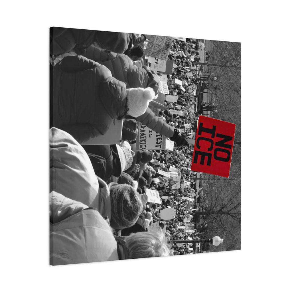 NO ICE Rising Above the Crowd — Matte Humanitarian Canvas