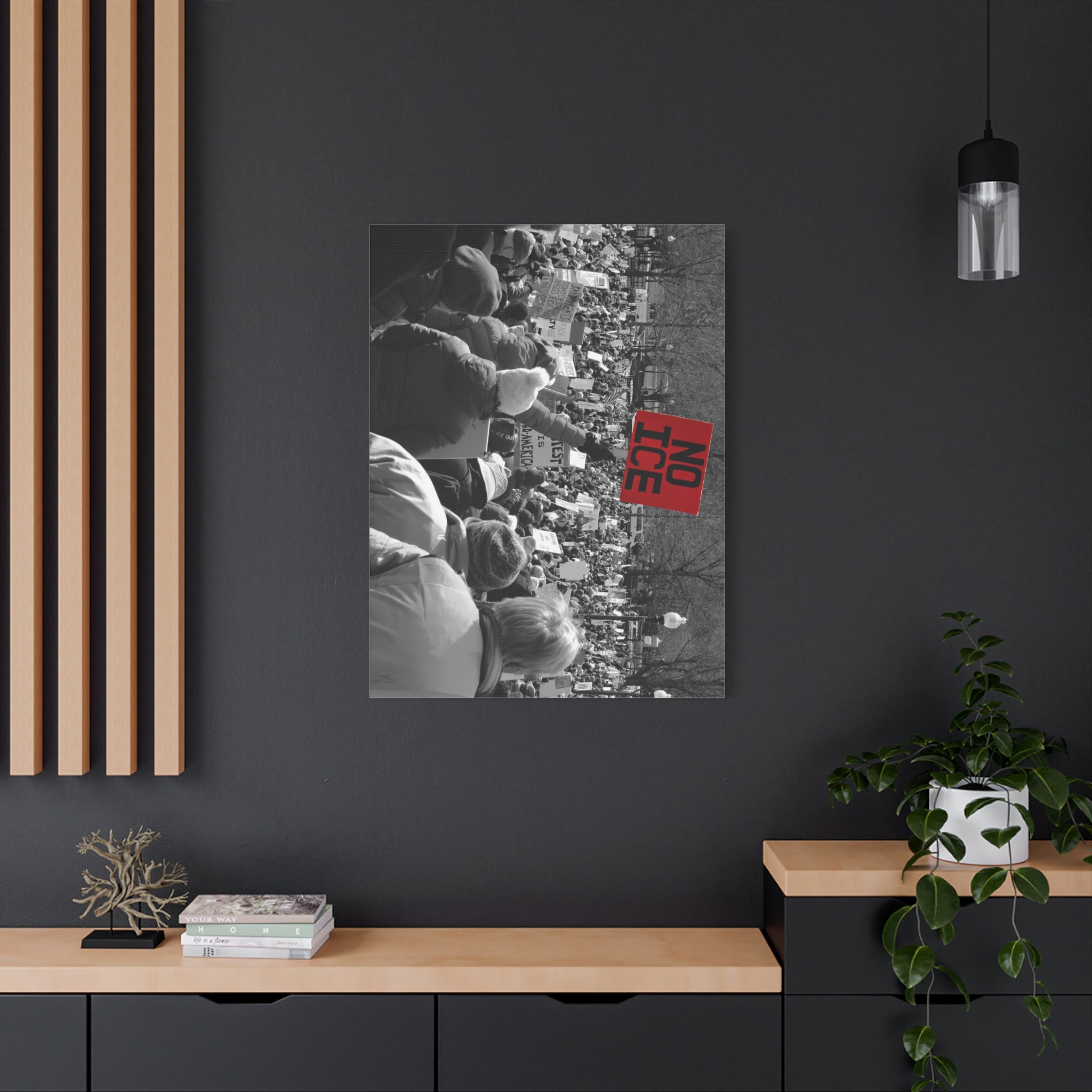 NO ICE Rising Above the Crowd — Matte Humanitarian Canvas