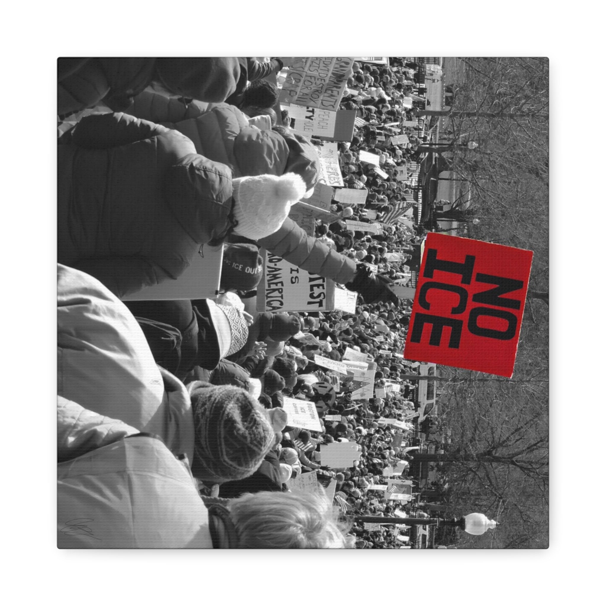 NO ICE Rising Above the Crowd — Matte Humanitarian Canvas