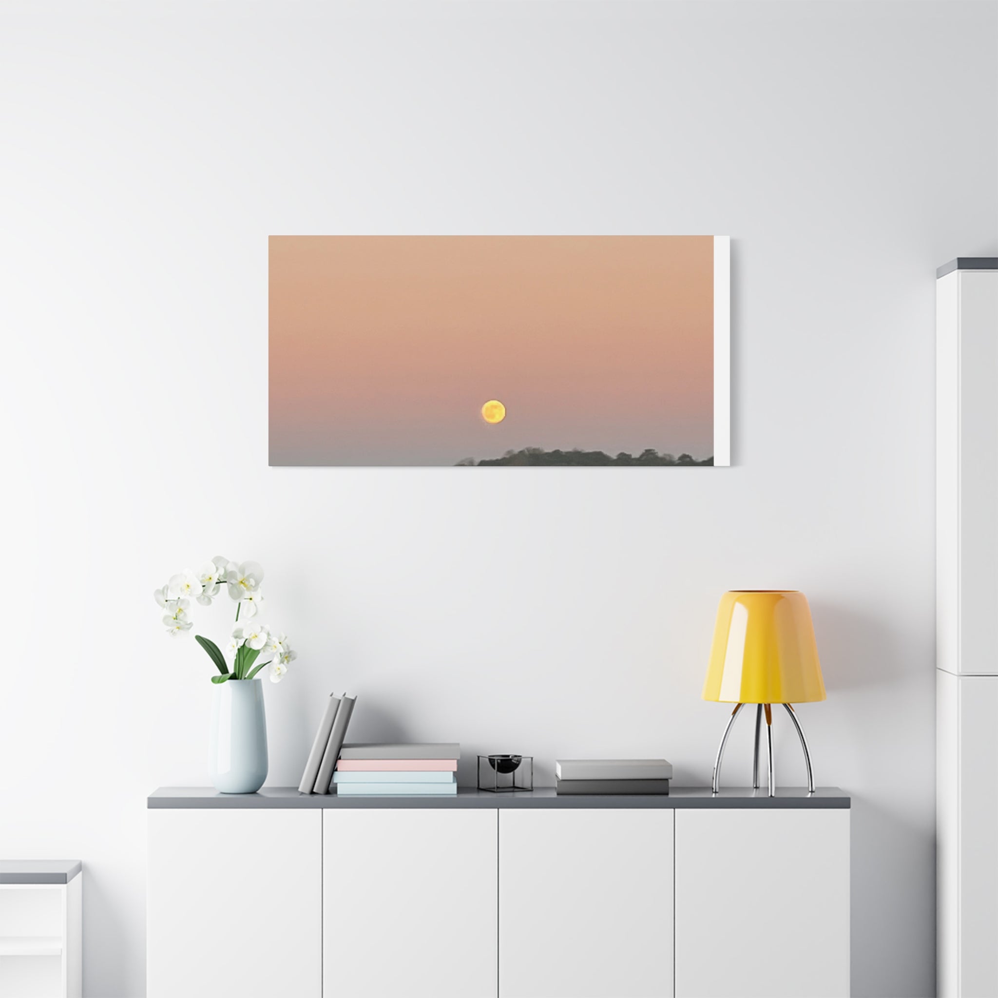 Moonrise Sunset Canvas Print — Pastel Sky Landscape Wall Art