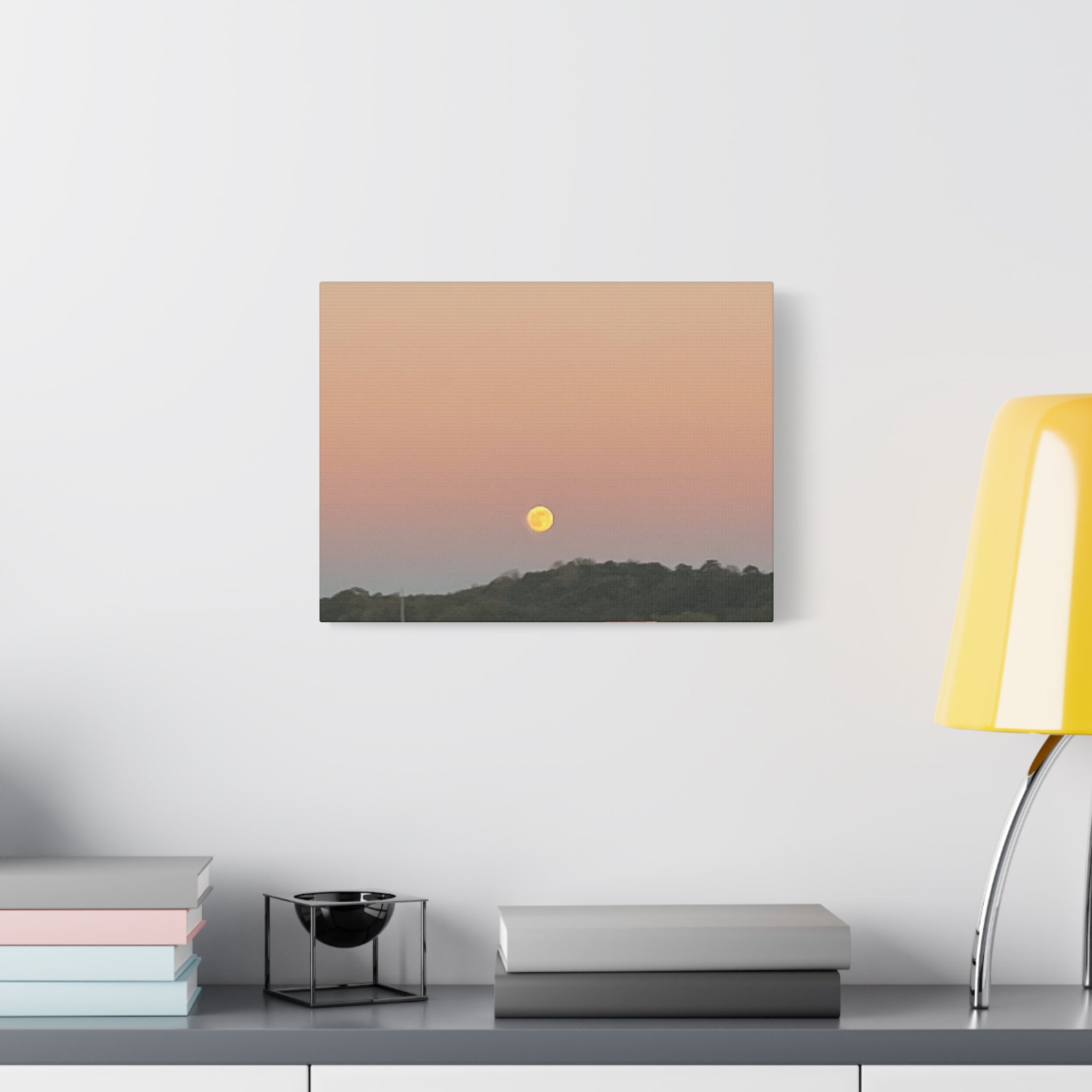 Moonrise Sunset Canvas Print — Pastel Sky Landscape Wall Art