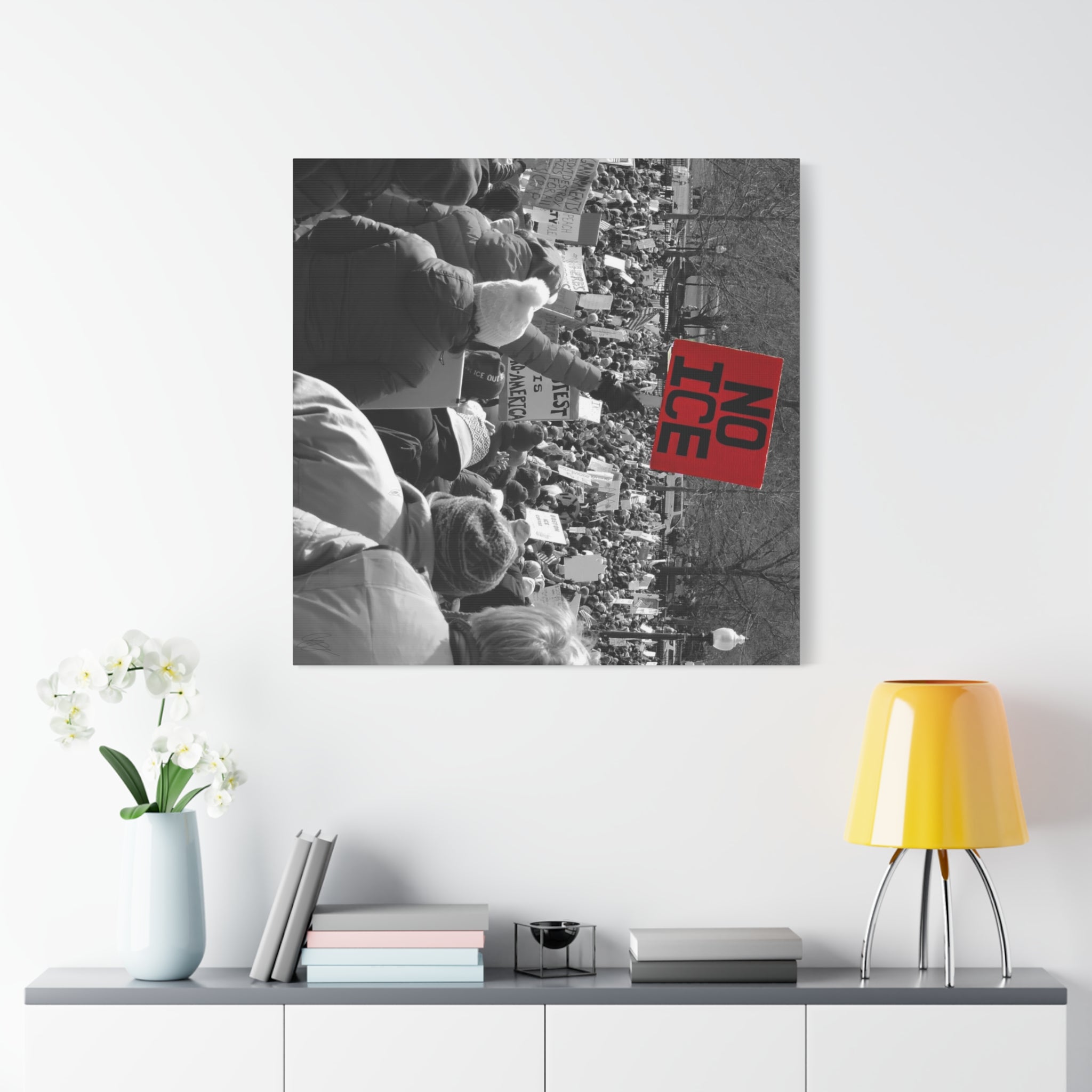 NO ICE Rising Above the Crowd — Matte Humanitarian Canvas