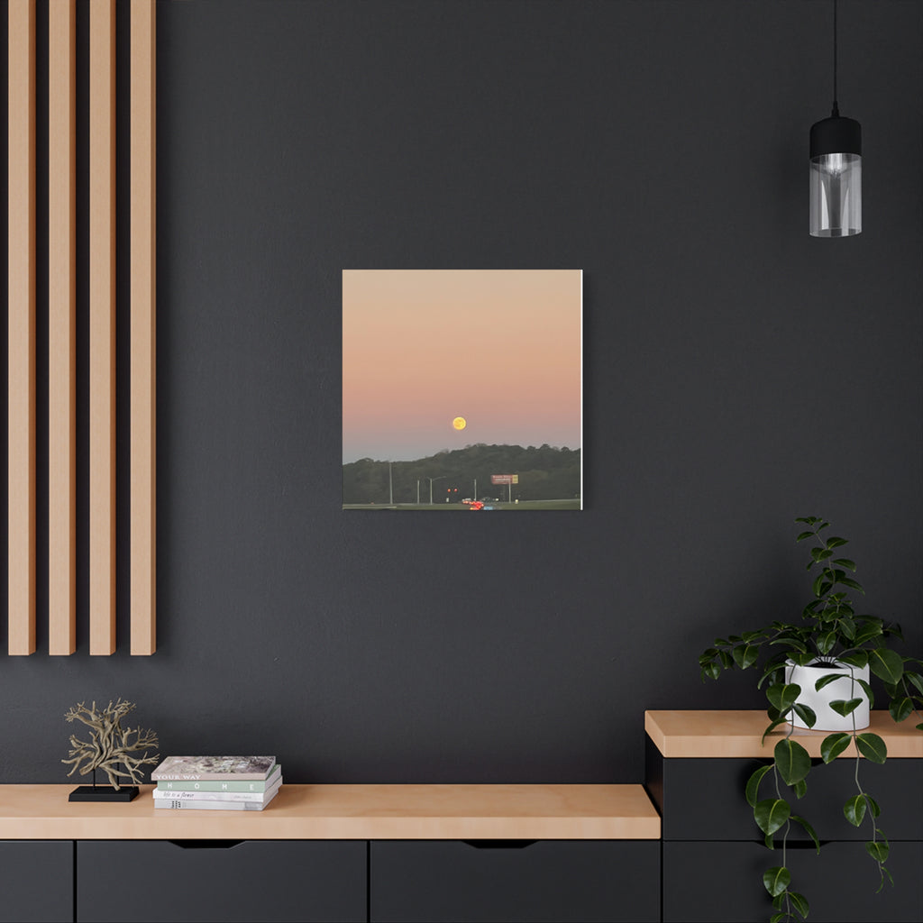 Moonrise Sunset Canvas Print — Pastel Sky Landscape Wall Art