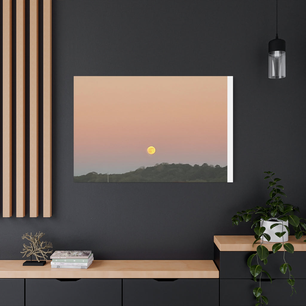 Moonrise Sunset Canvas Print — Pastel Sky Landscape Wall Art