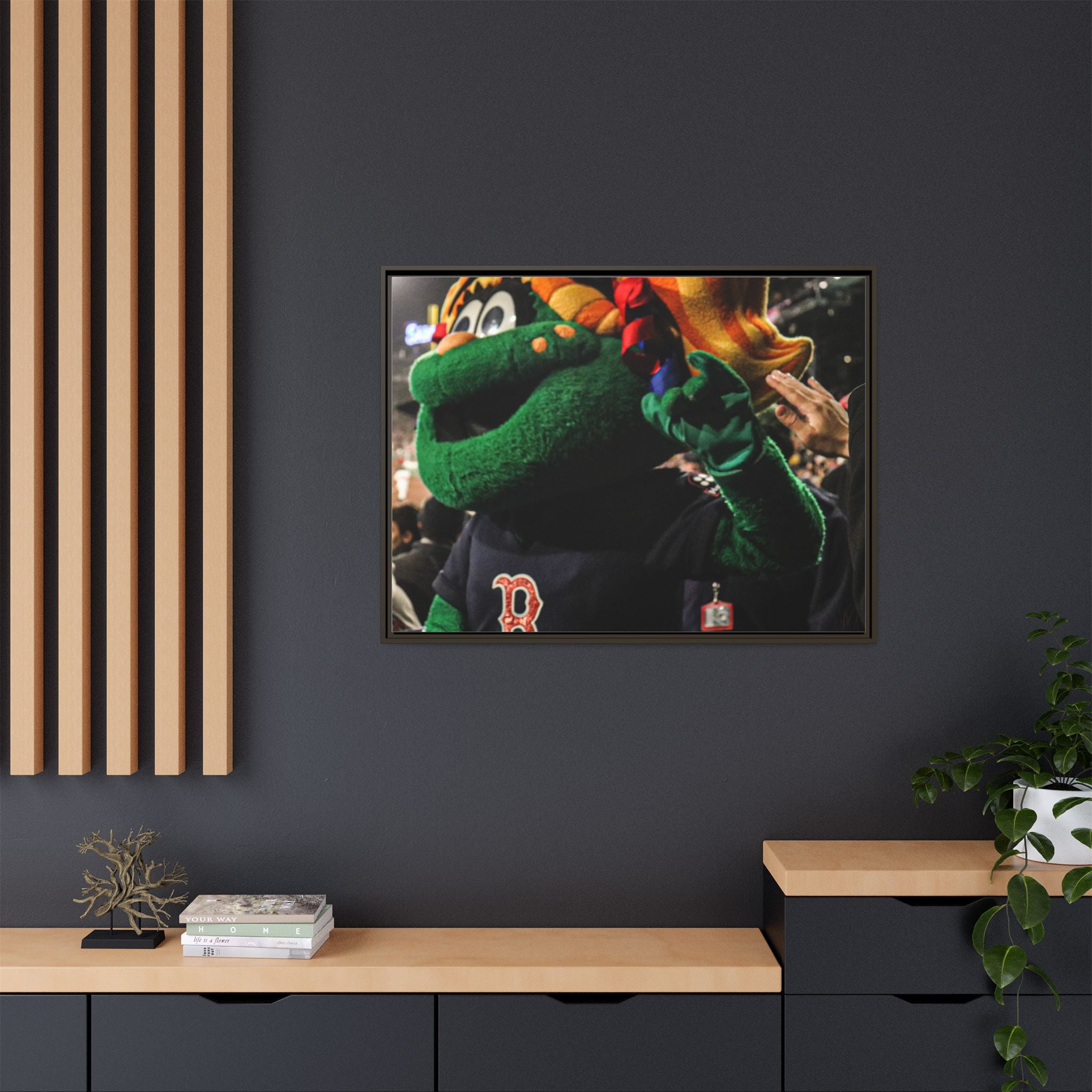 Tessie Boston Mascot Framed Matte Canvas Wall Art