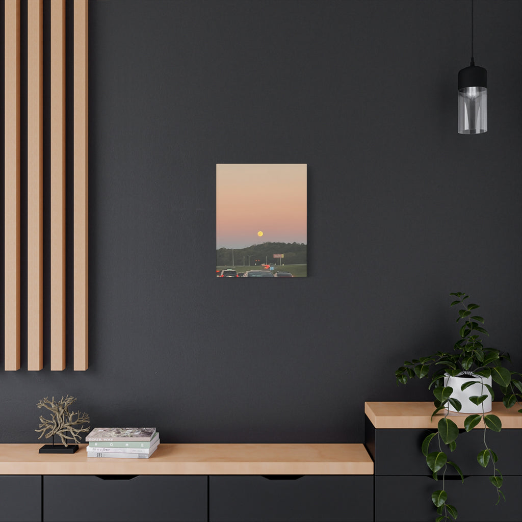 Moonrise Sunset Canvas Print — Pastel Sky Landscape Wall Art