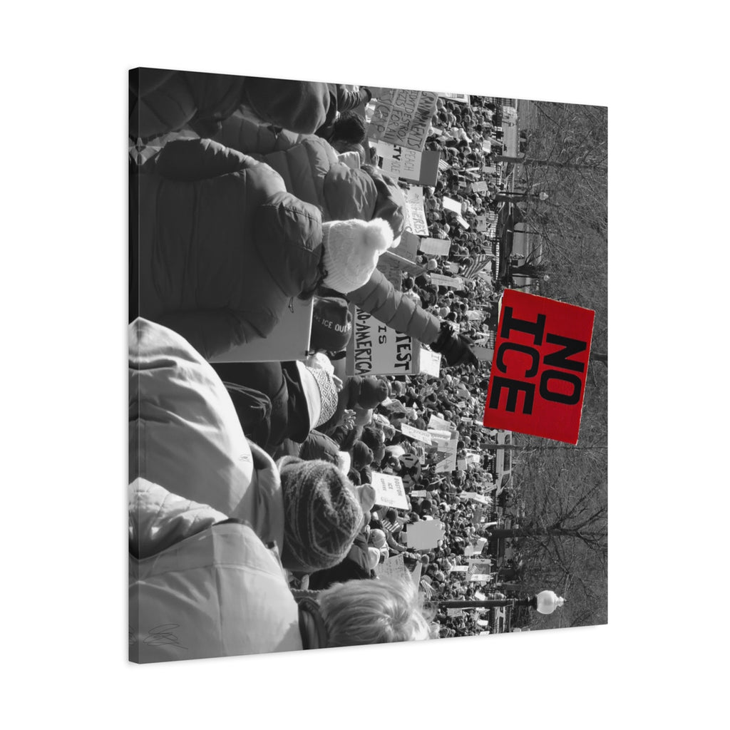 NO ICE Rising Above the Crowd — Matte Humanitarian Canvas