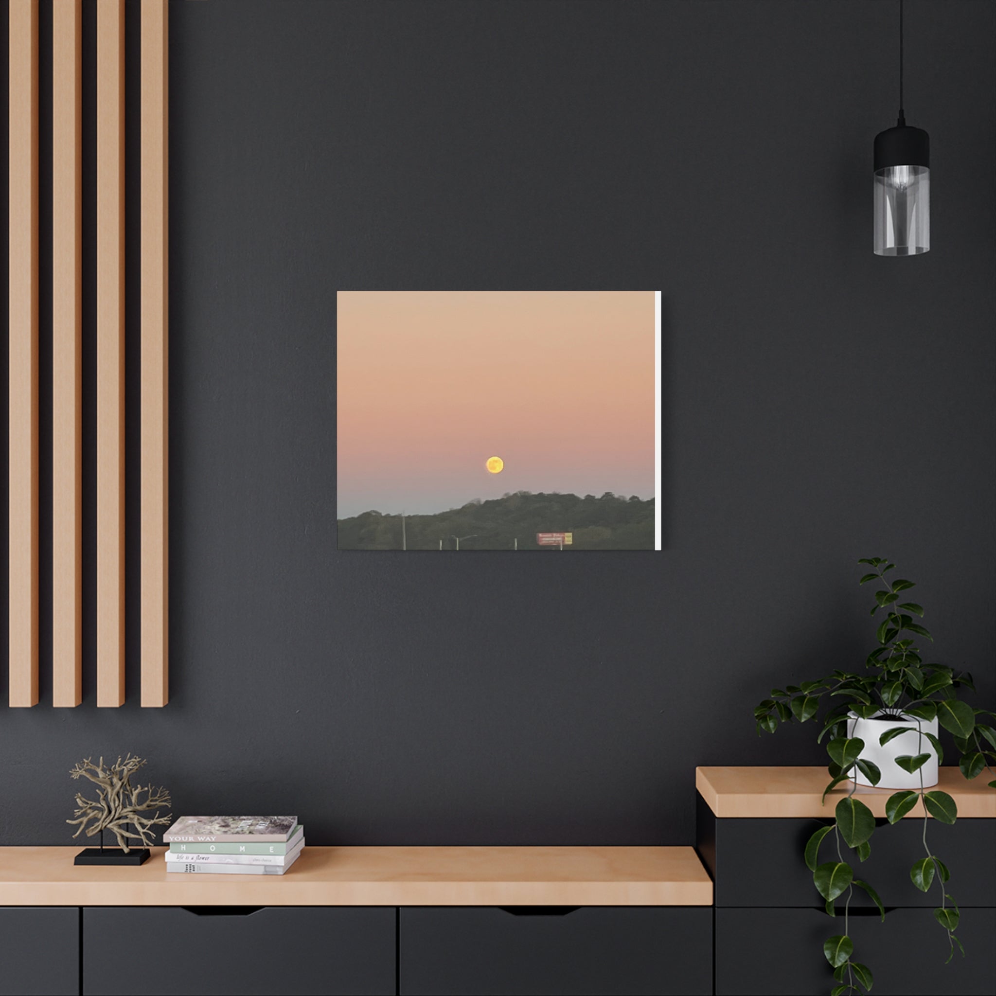 Moonrise Sunset Canvas Print — Pastel Sky Landscape Wall Art