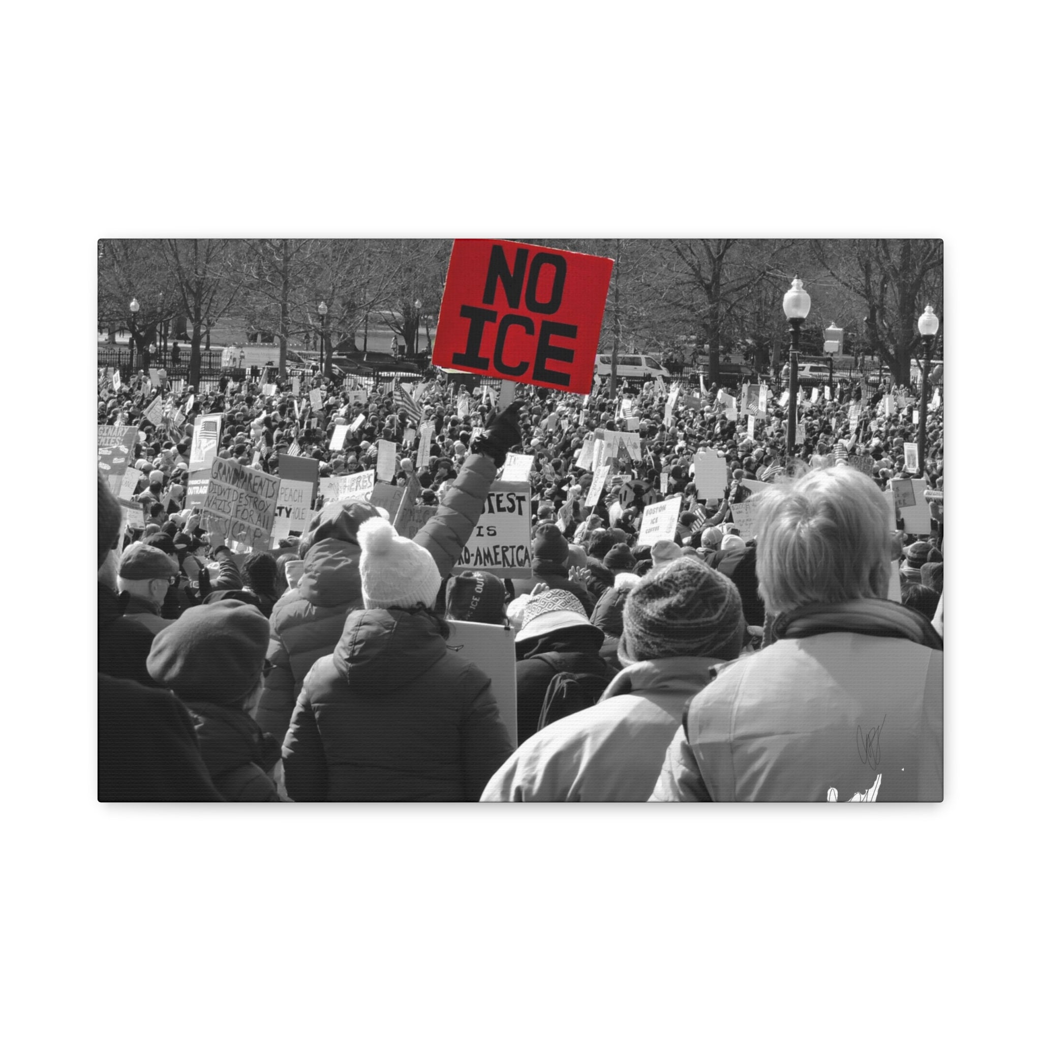 NO ICE in the Crowd — Documentary Matte Canvas