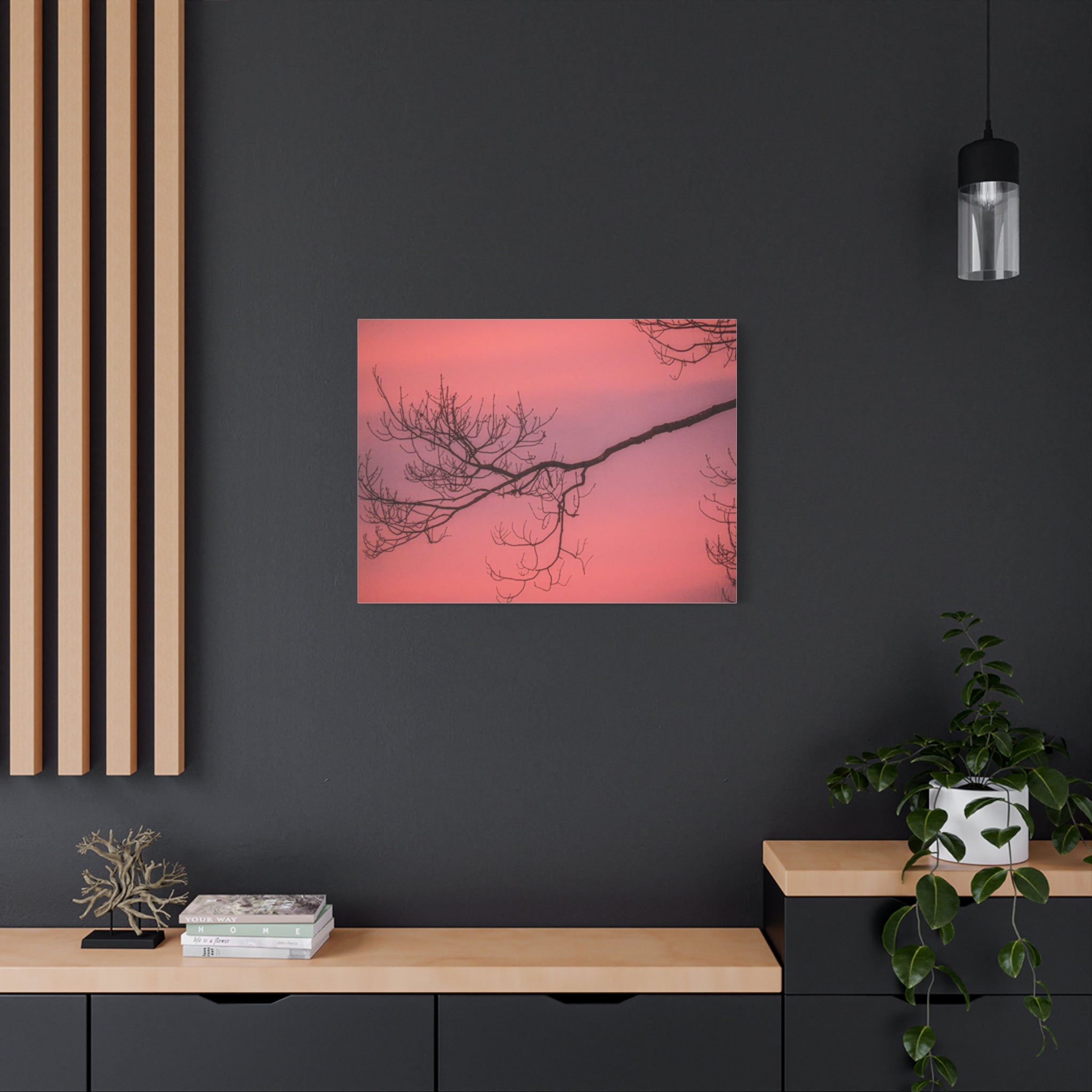 Pink Sunset Tree Canvas Print — Matte Stretched Wall Art