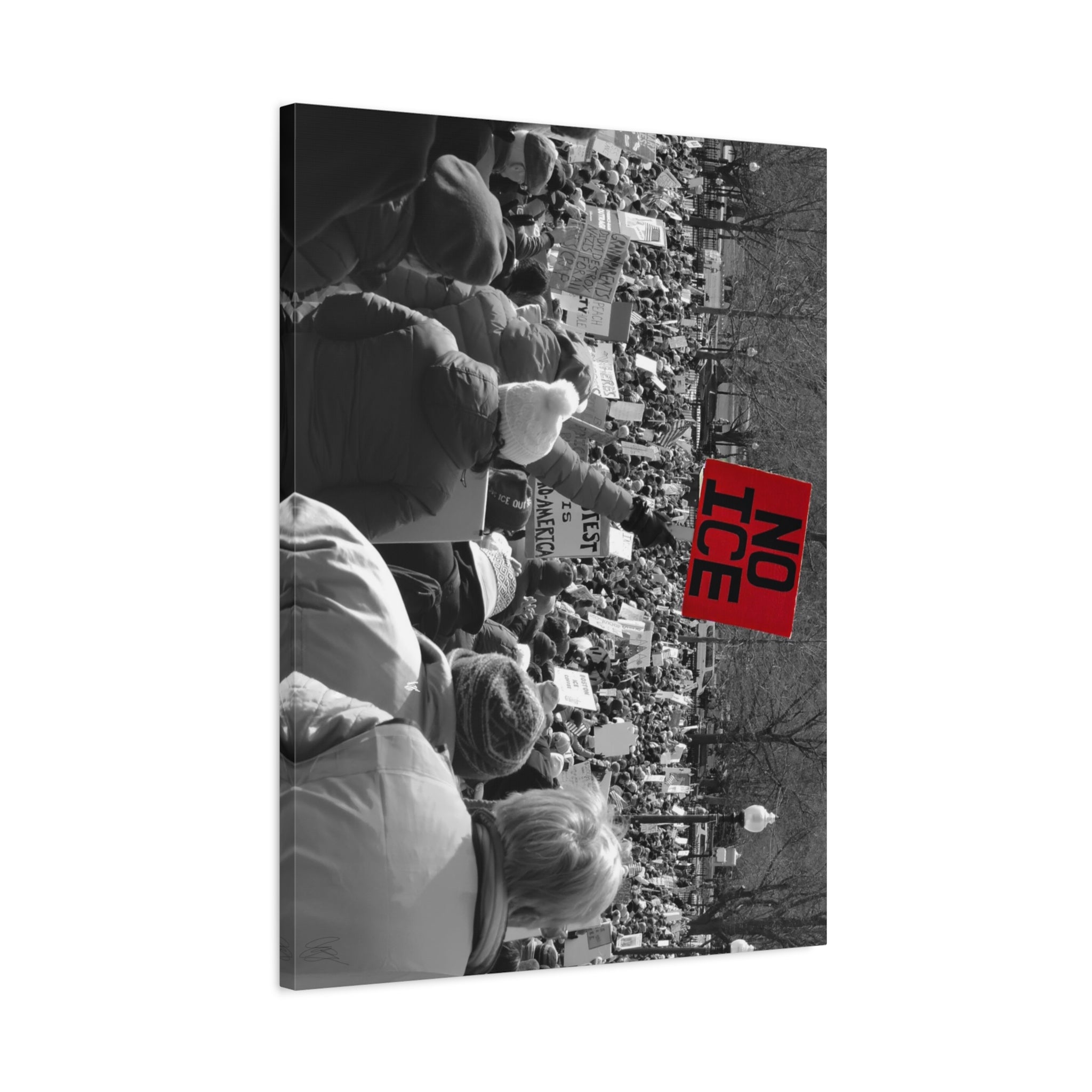 NO ICE Rising Above the Crowd — Matte Humanitarian Canvas
