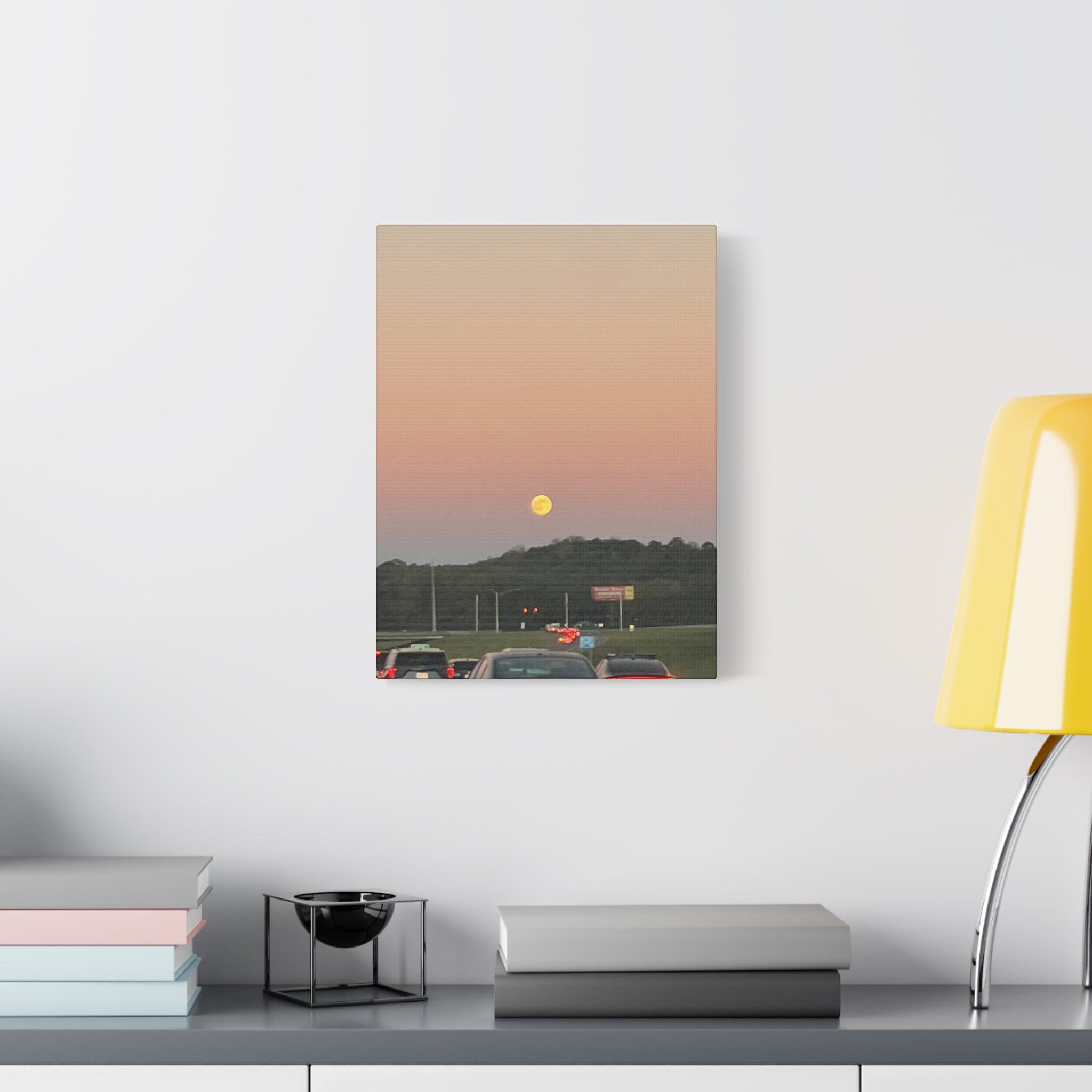 Moonrise Sunset Canvas Print — Pastel Sky Landscape Wall Art