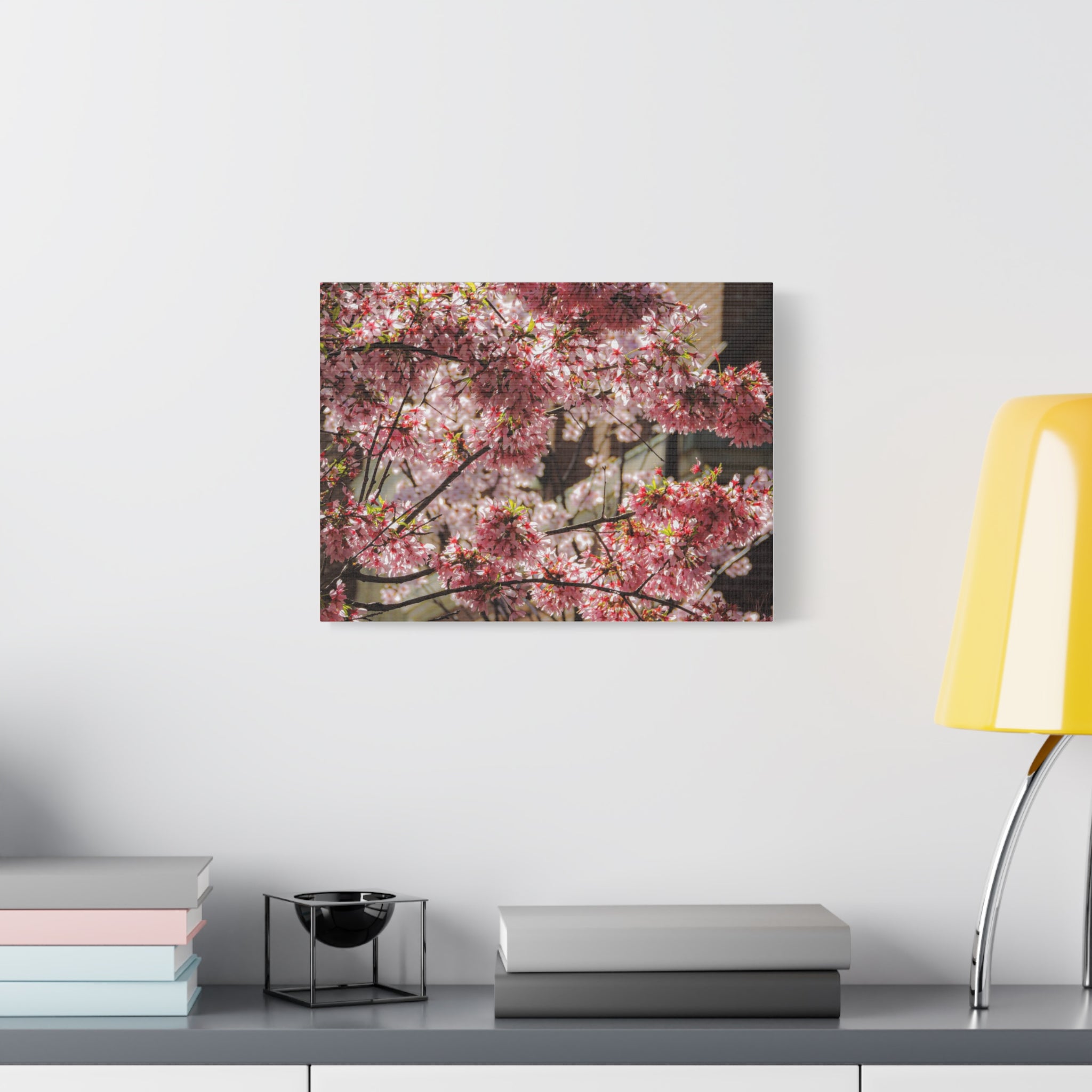 Pink Cherry Blossom Canvas Wall Art — Stretched Matte Floral Print
