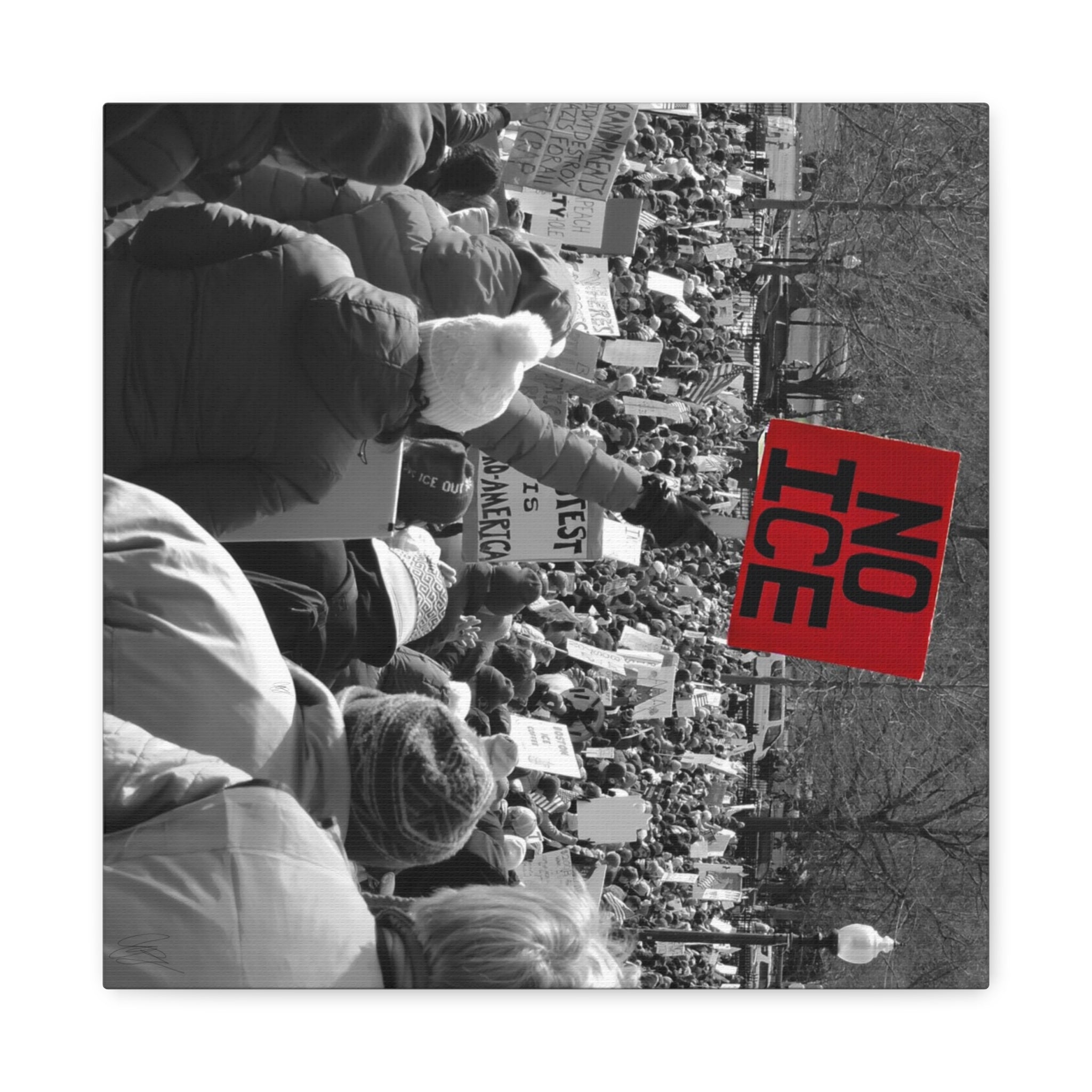 NO ICE Rising Above the Crowd — Matte Humanitarian Canvas