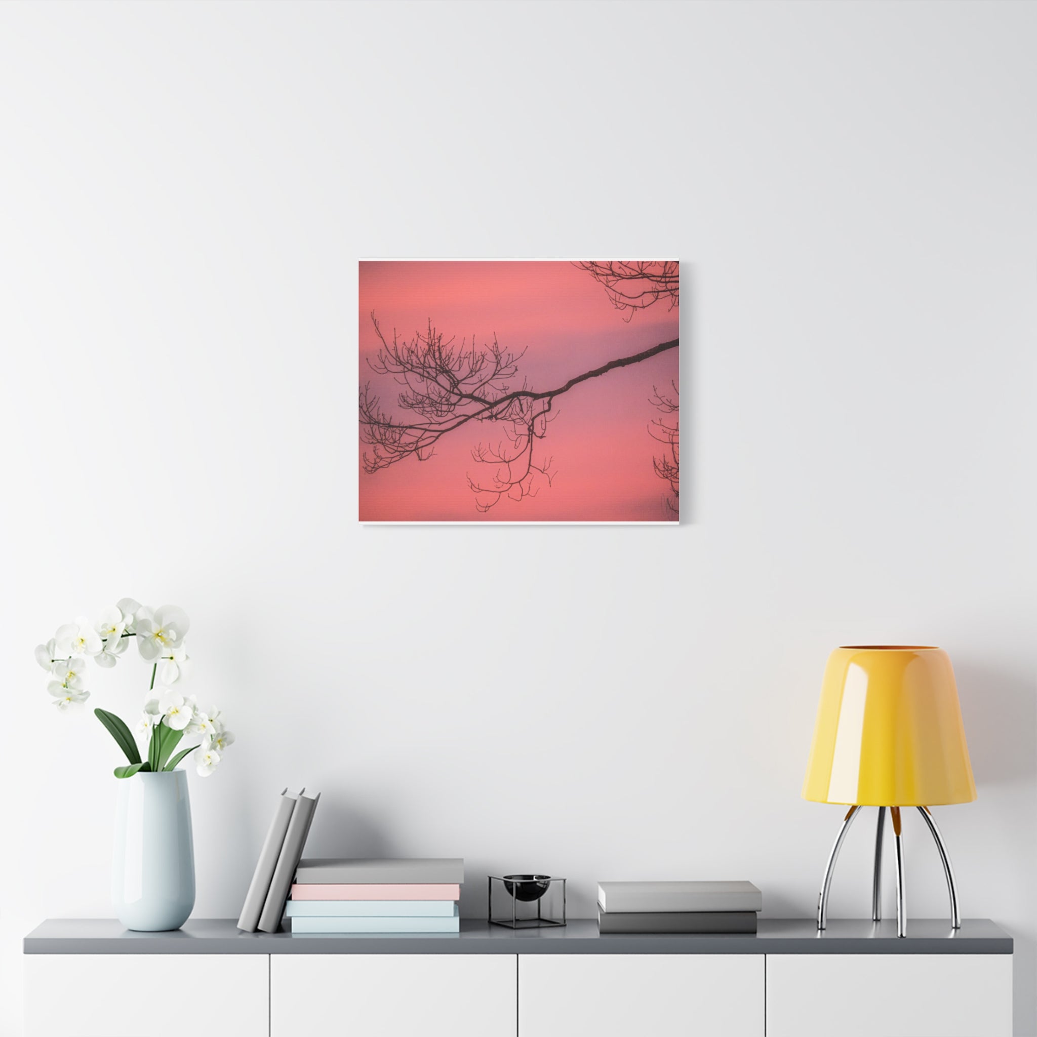 Pink Sunset Tree Canvas Print — Matte Stretched Wall Art