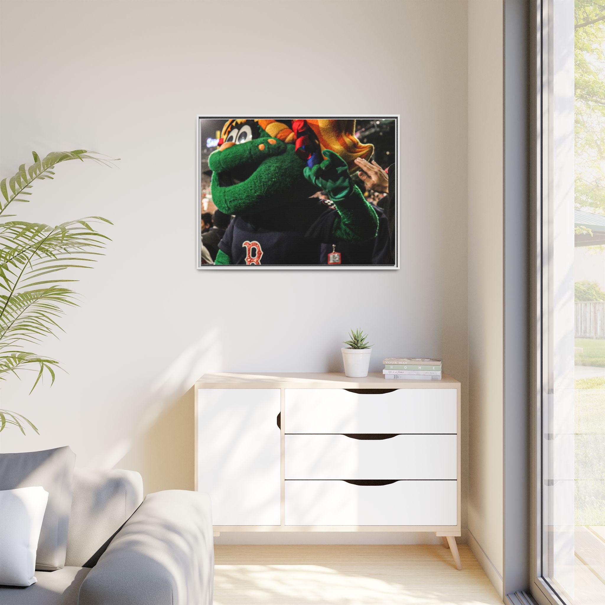 Tessie Boston Mascot Framed Matte Canvas Wall Art