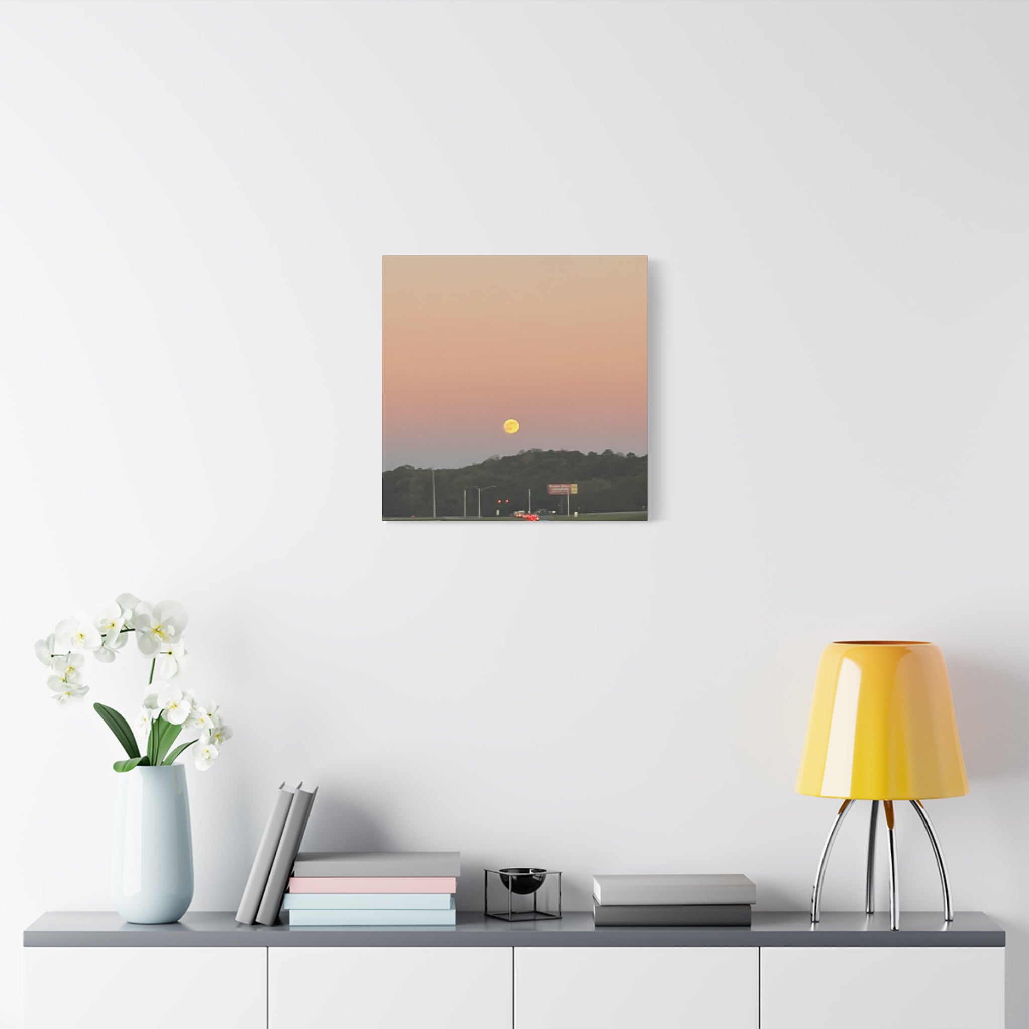 Moonrise Sunset Canvas Print — Pastel Sky Landscape Wall Art