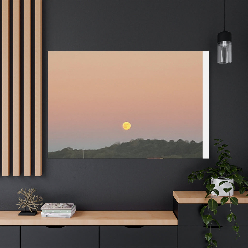 Moonrise Sunset Canvas Print — Pastel Sky Landscape Wall Art