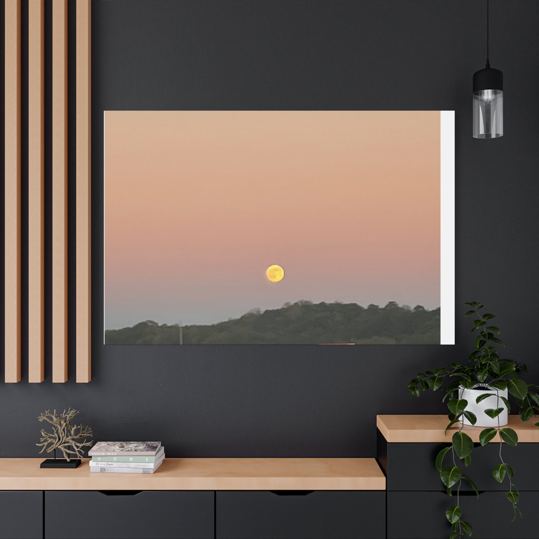 Moonrise Sunset Canvas Print — Pastel Sky Landscape Wall Art