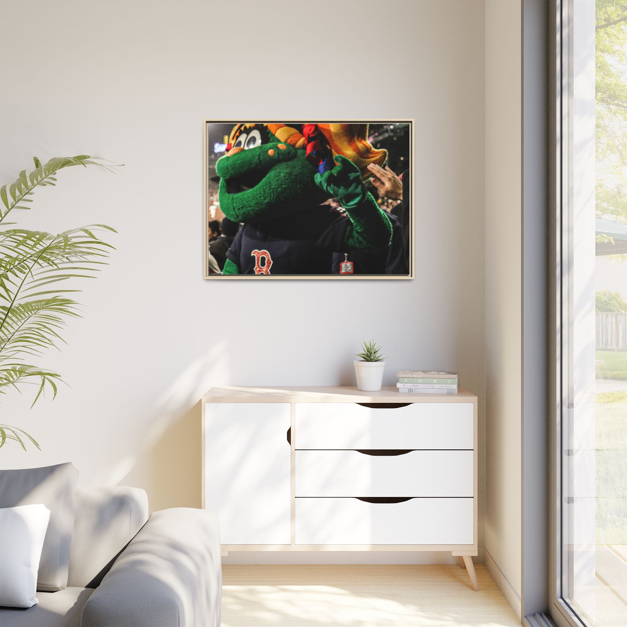 Tessie Boston Mascot Framed Matte Canvas Wall Art