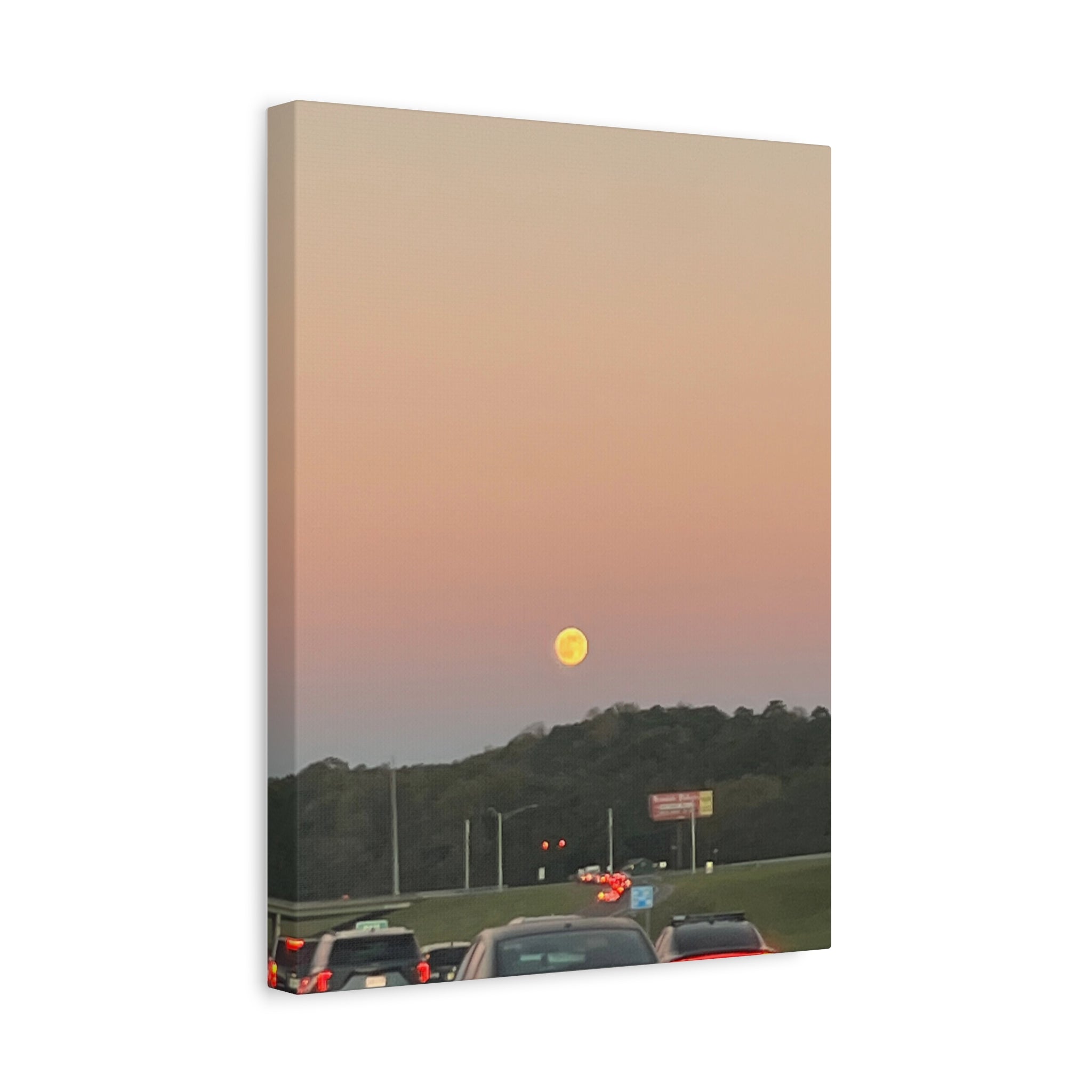 Moonrise Sunset Canvas Print — Pastel Sky Landscape Wall Art