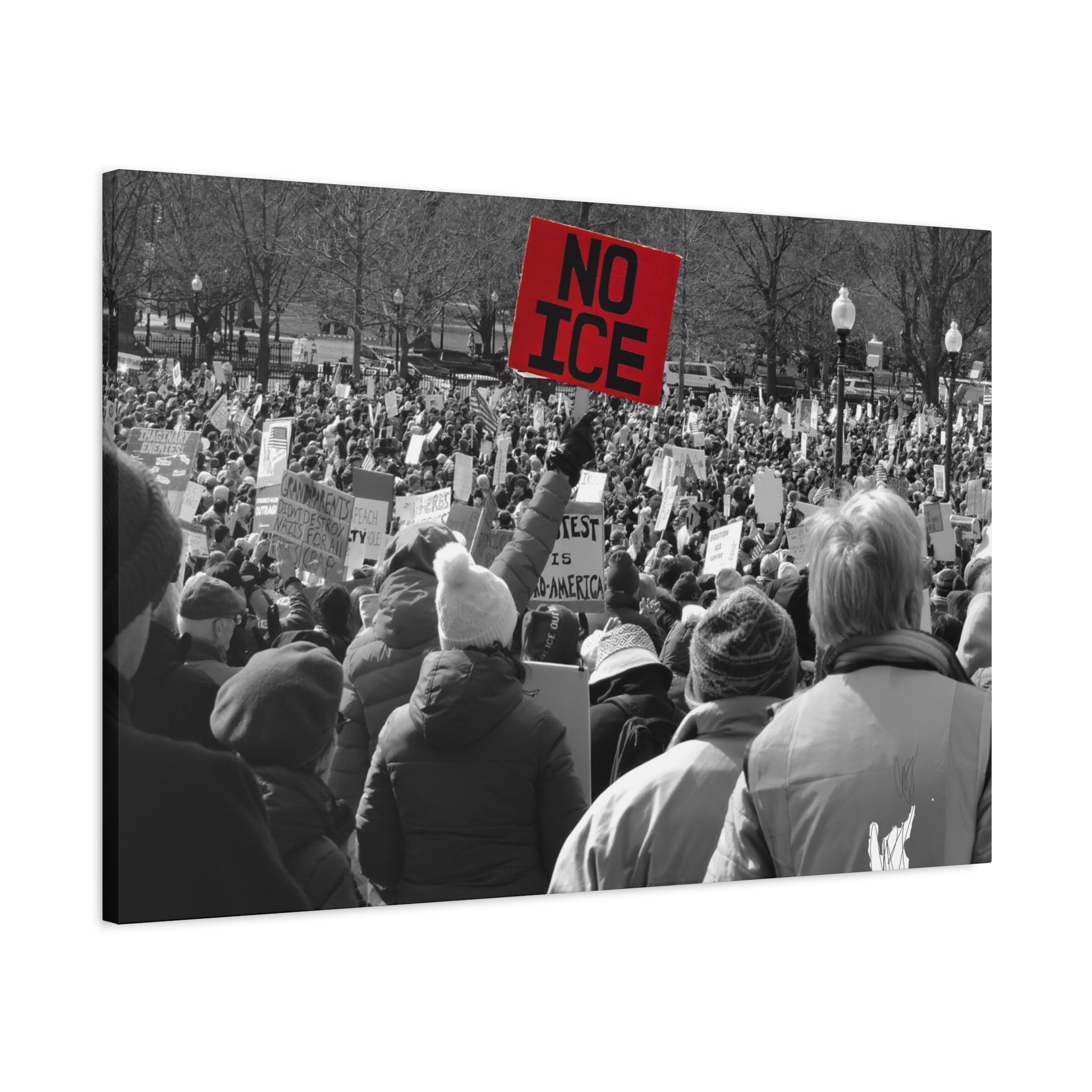 NO ICE in the Crowd — Documentary Matte Canvas