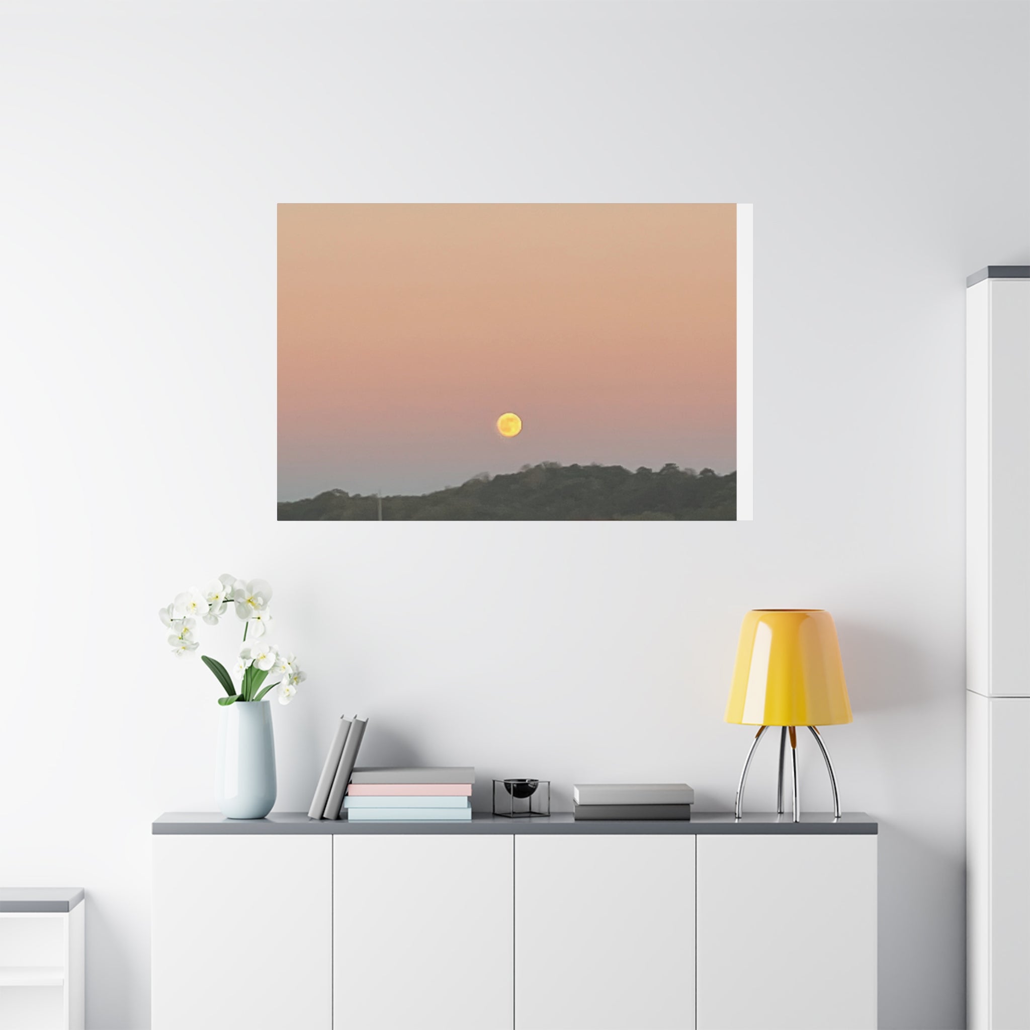 Moonrise Sunset Canvas Print — Pastel Sky Landscape Wall Art