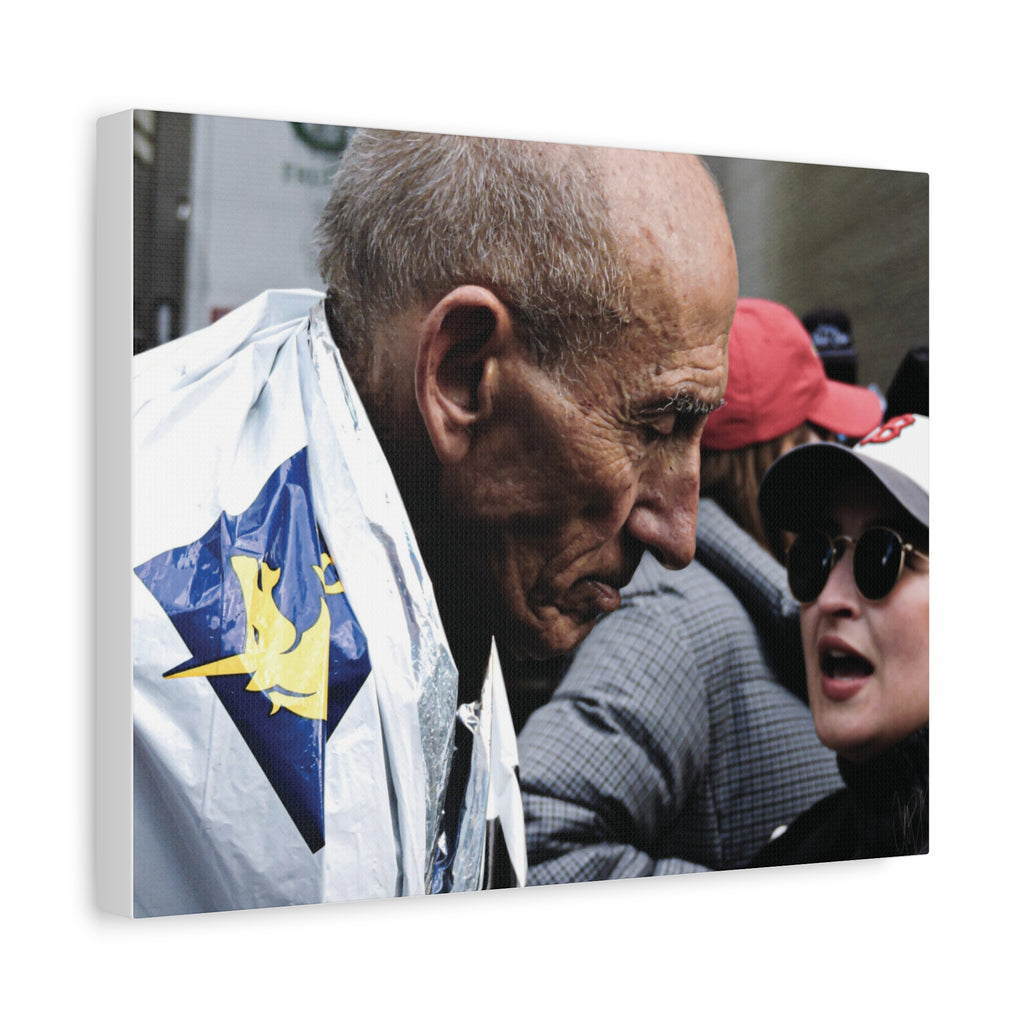 Street Portrait Canvas Print — Elderly Man, Boston Marathon & Conversation Photo Wall Art