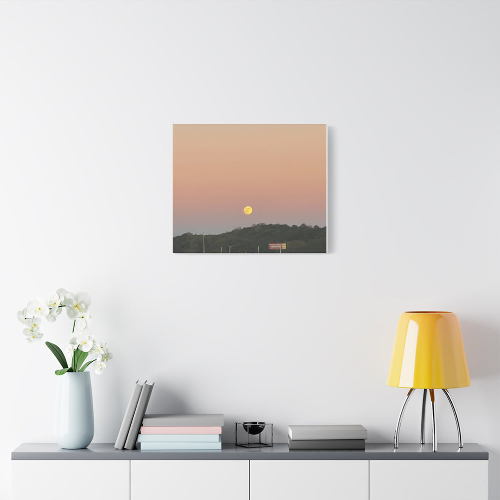 Moonrise Sunset Canvas Print — Pastel Sky Landscape Wall Art