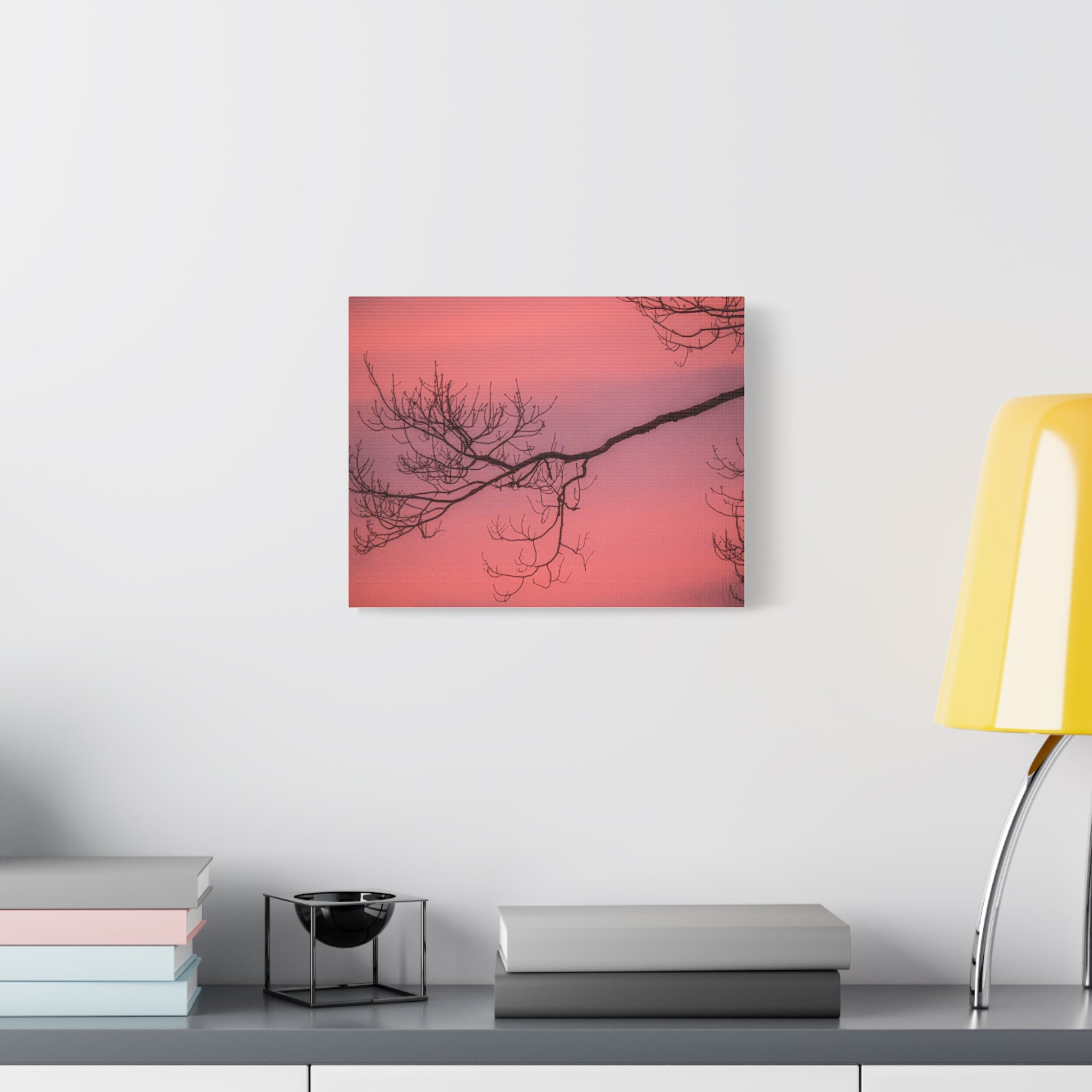 Pink Sunset Tree Canvas Print — Matte Stretched Wall Art