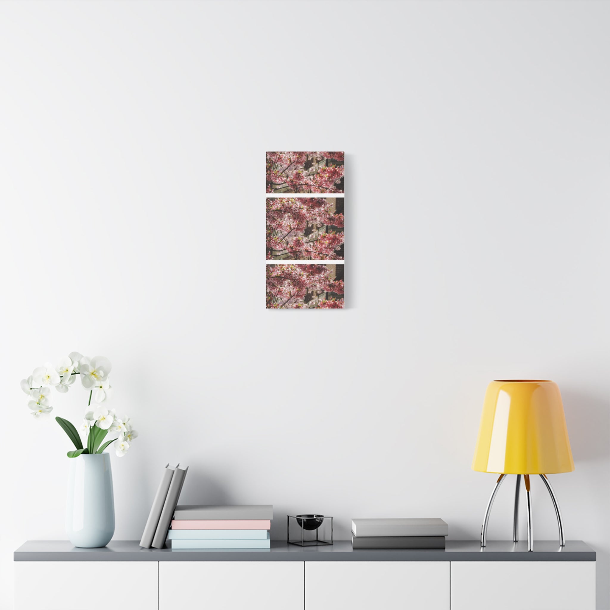 Pink Cherry Blossom Canvas Wall Art — Stretched Matte Floral Print
