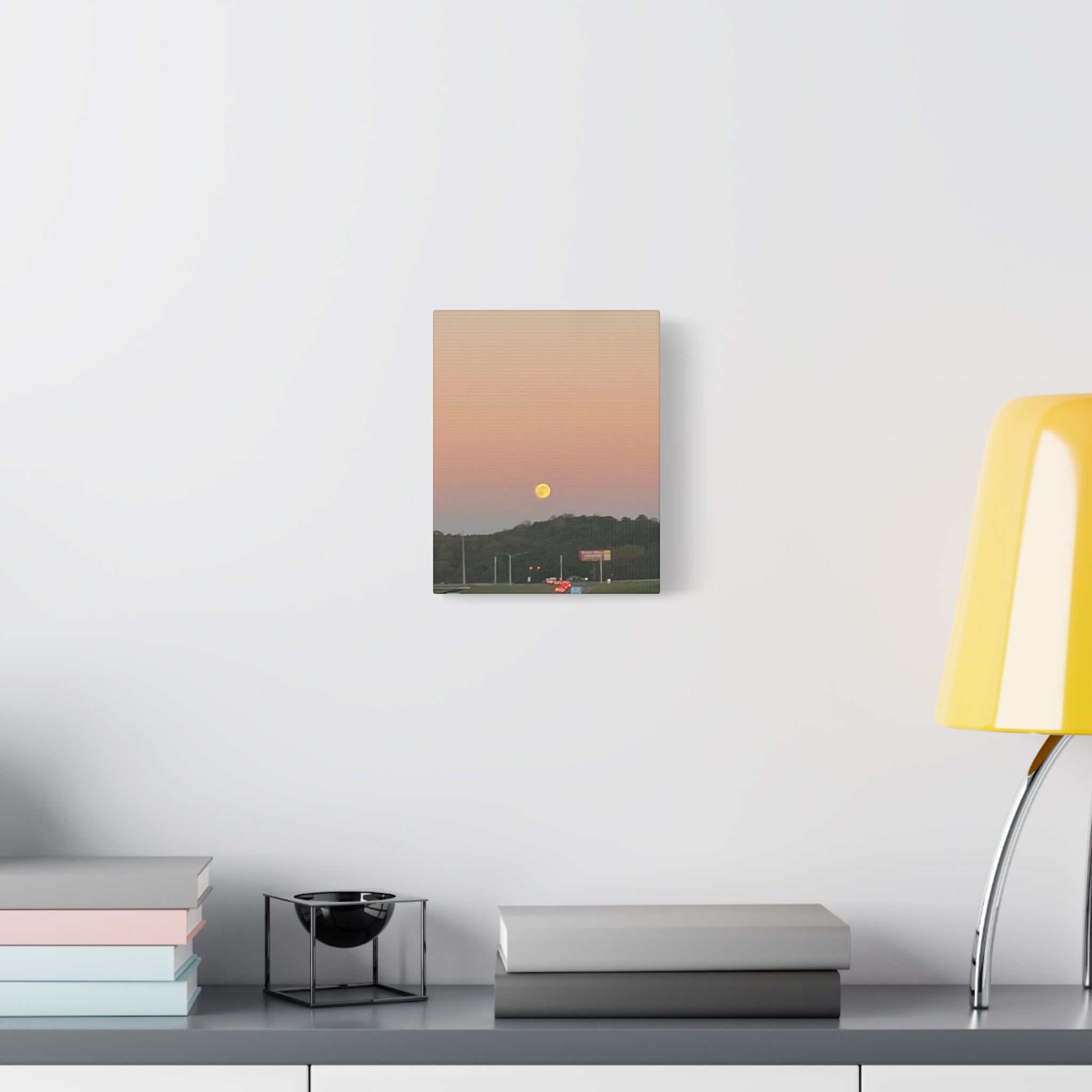 Moonrise Sunset Canvas Print — Pastel Sky Landscape Wall Art