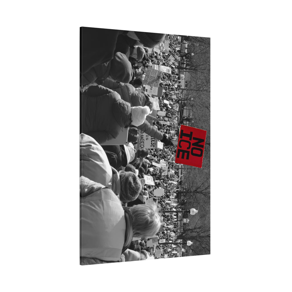 NO ICE Rising Above the Crowd — Matte Humanitarian Canvas
