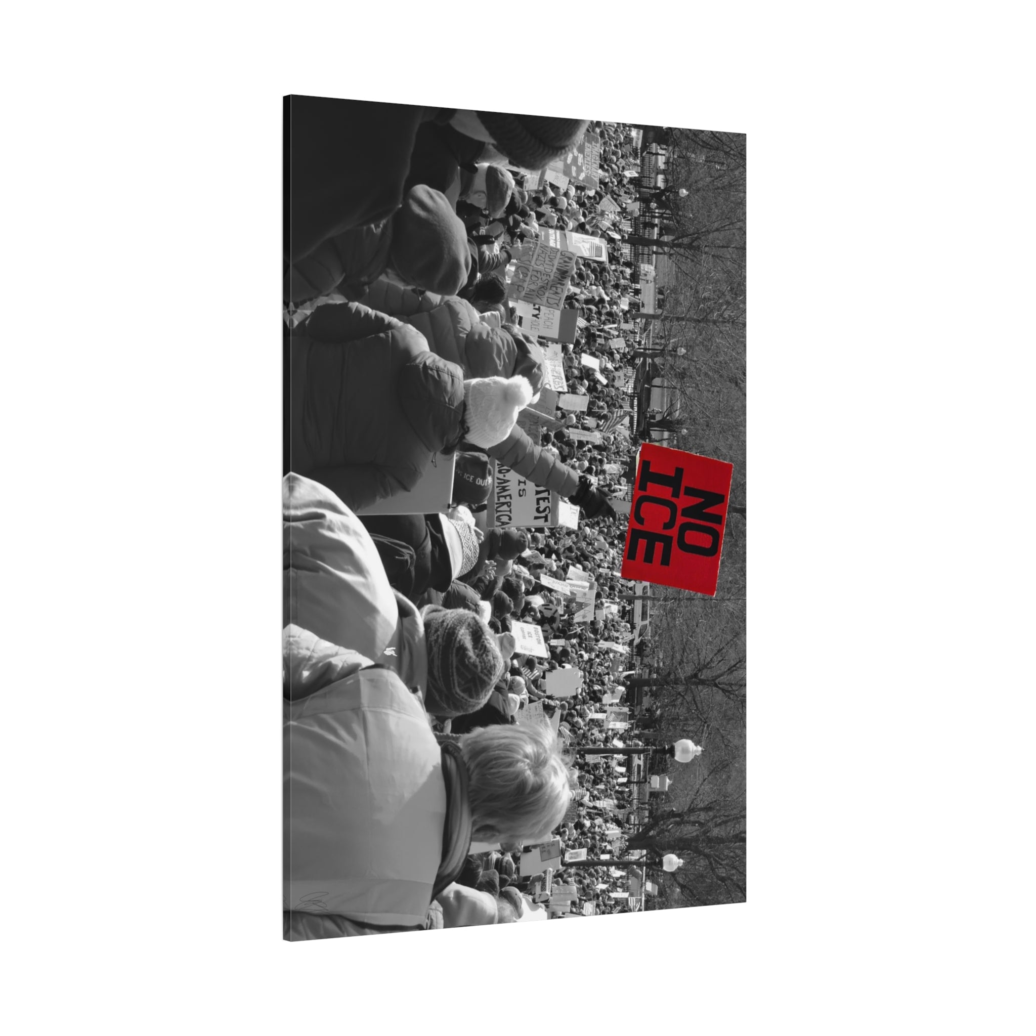 NO ICE Rising Above the Crowd — Matte Humanitarian Canvas