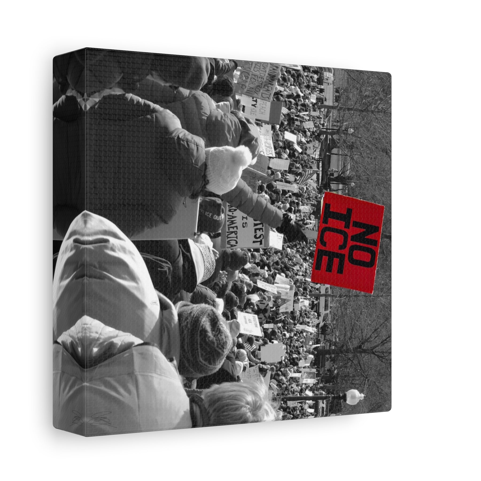 NO ICE Rising Above the Crowd — Matte Humanitarian Canvas