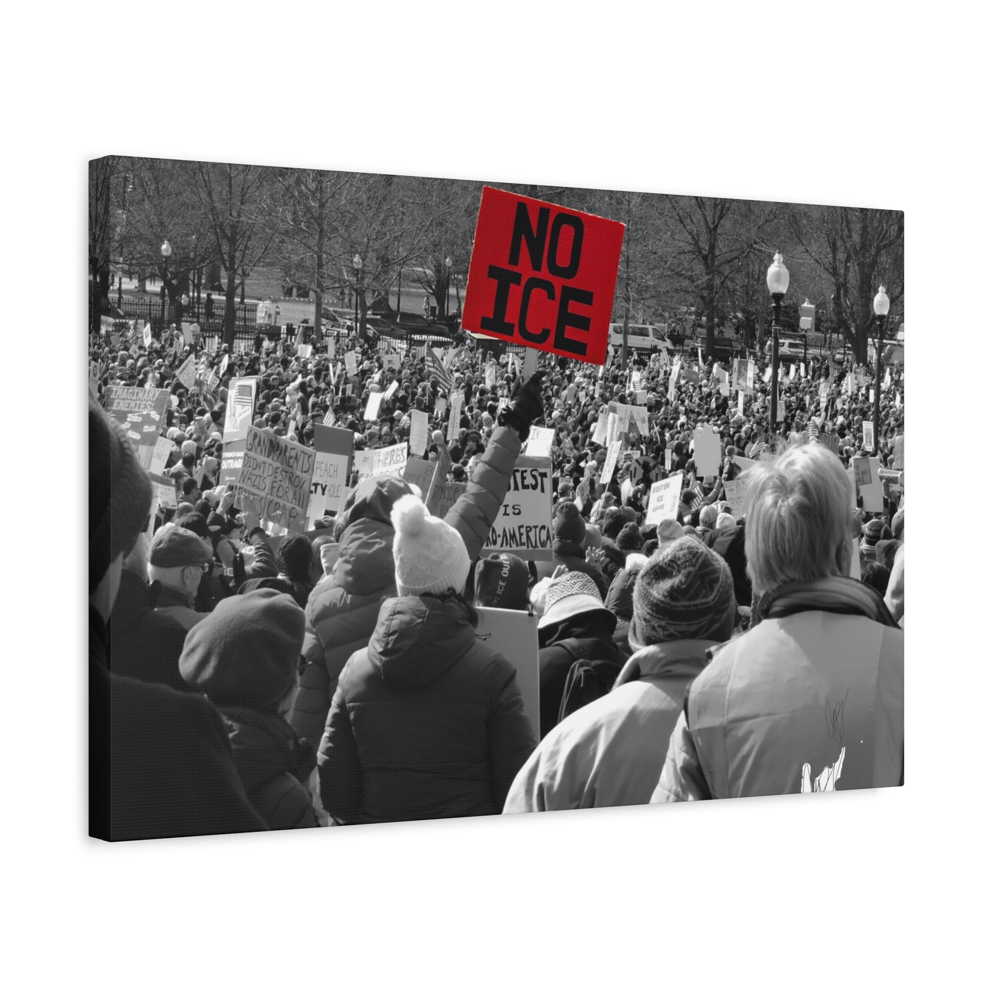 NO ICE in the Crowd — Documentary Matte Canvas