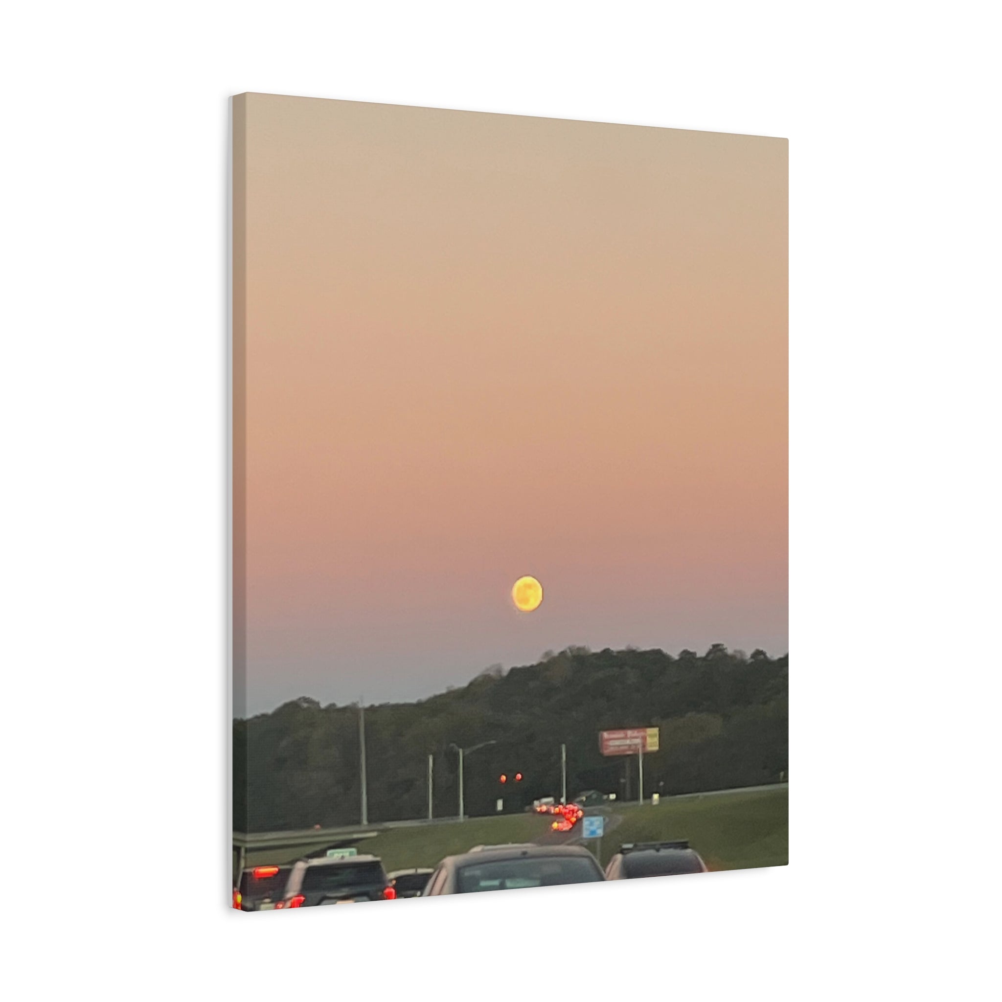Moonrise Sunset Canvas Print — Pastel Sky Landscape Wall Art
