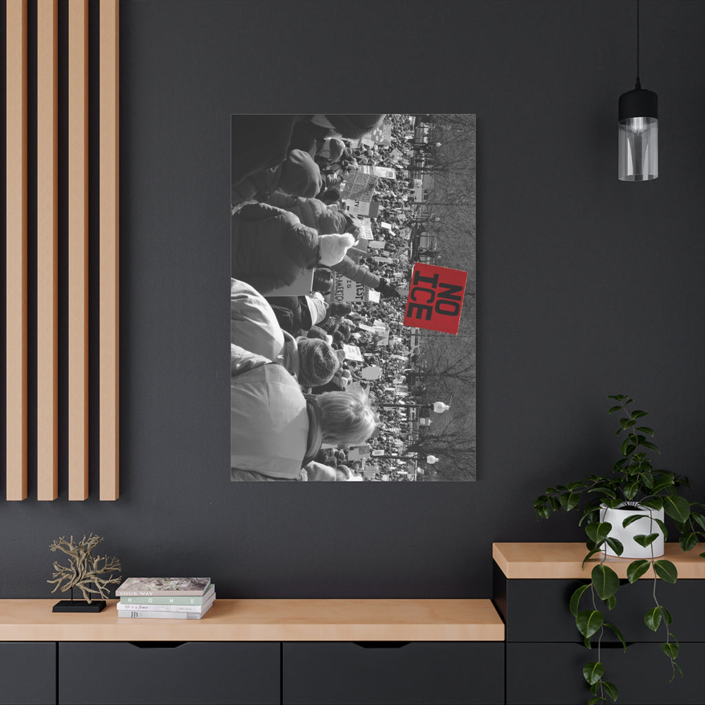 NO ICE Rising Above the Crowd — Matte Humanitarian Canvas