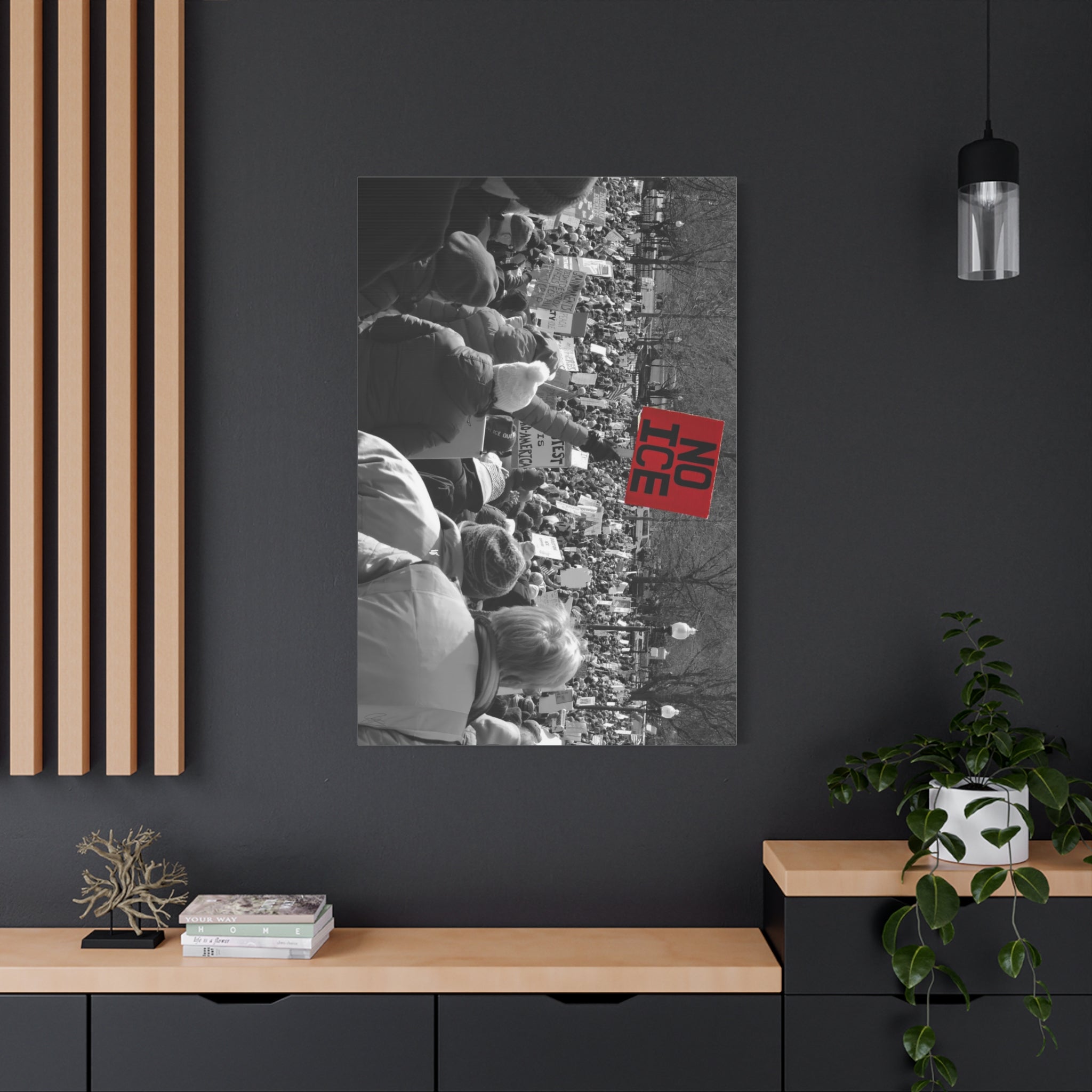 NO ICE Rising Above the Crowd — Matte Humanitarian Canvas