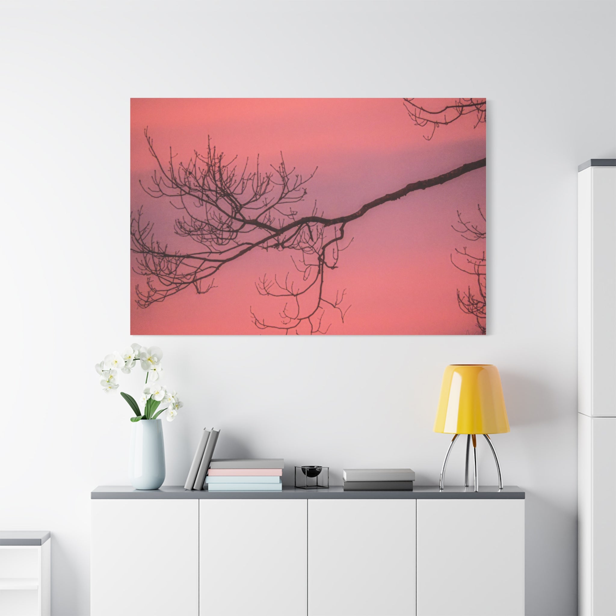 Pink Sunset Tree Canvas Print — Matte Stretched Wall Art