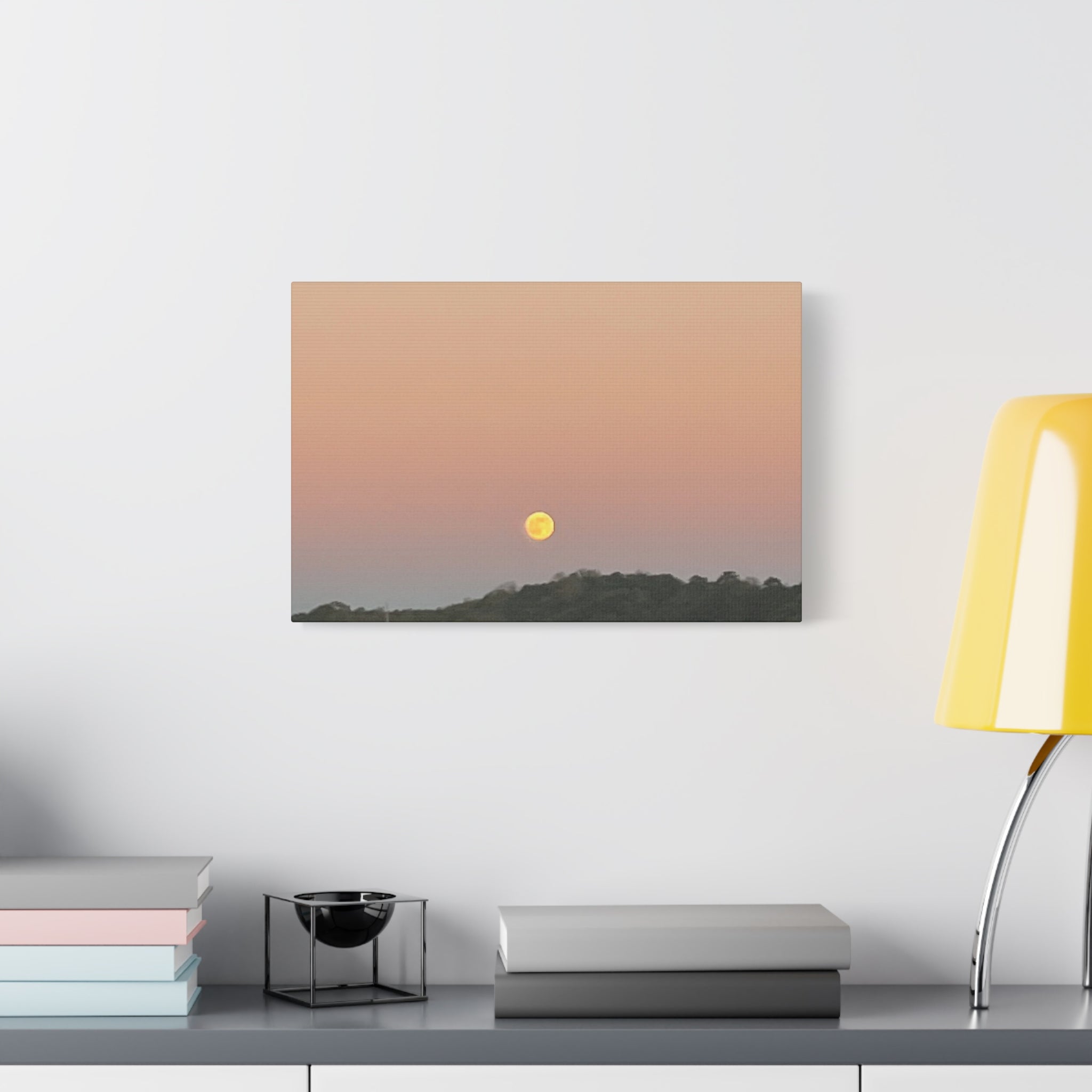 Moonrise Sunset Canvas Print — Pastel Sky Landscape Wall Art