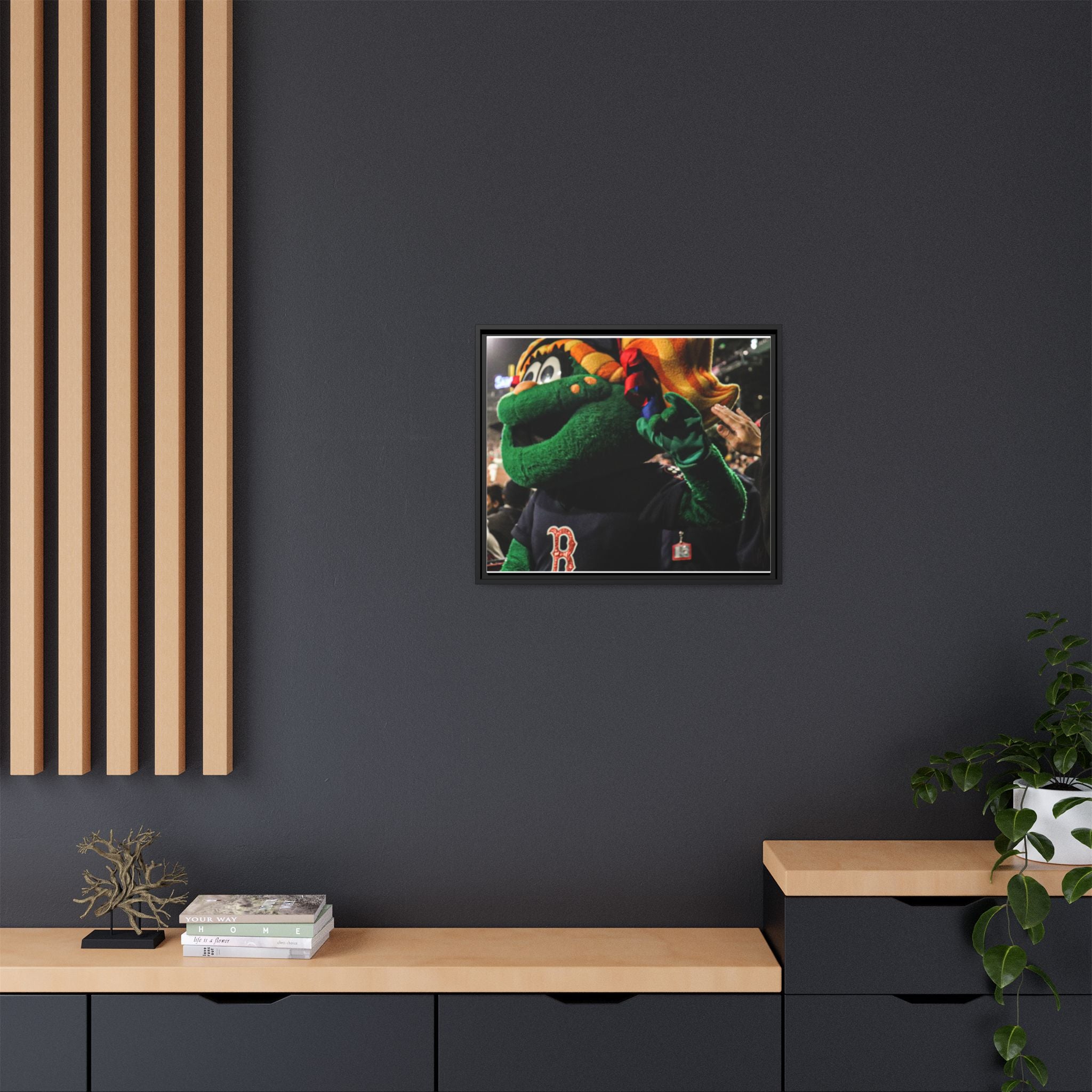 Tessie Boston Mascot Framed Matte Canvas Wall Art
