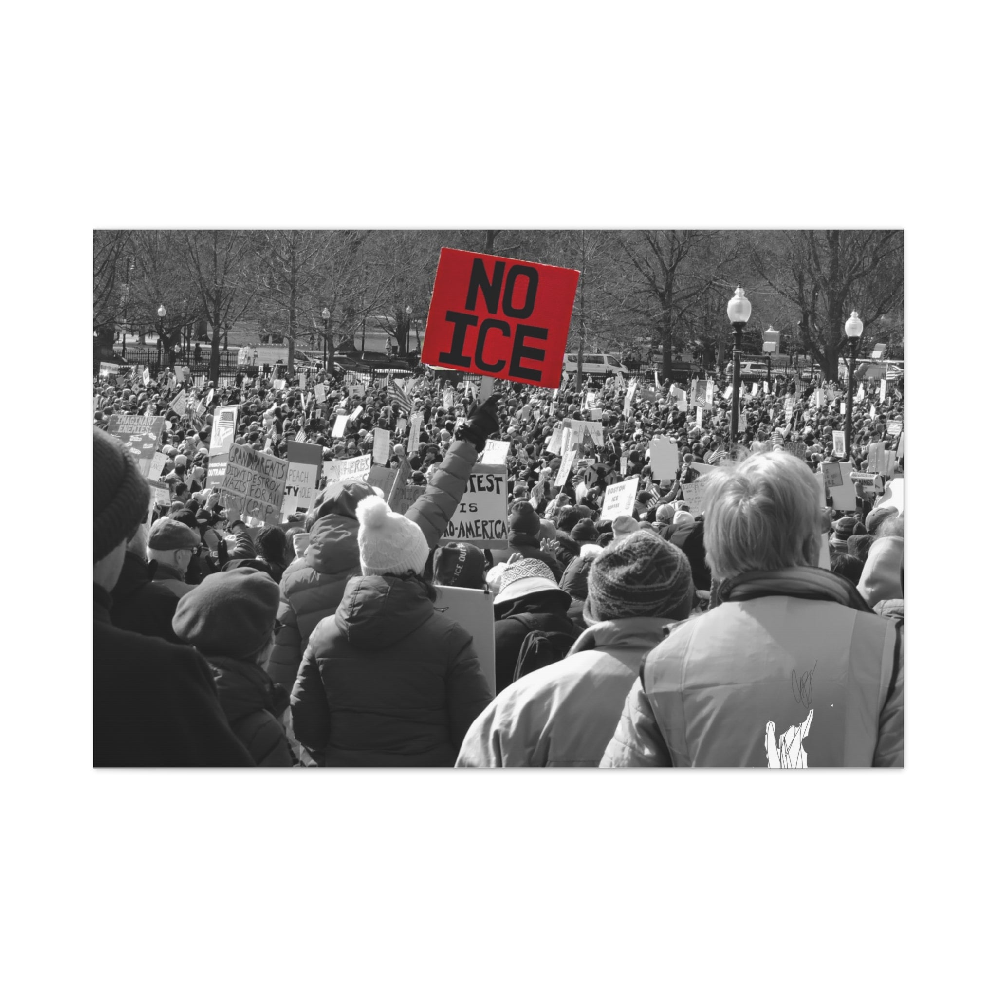 NO ICE in the Crowd — Documentary Matte Canvas