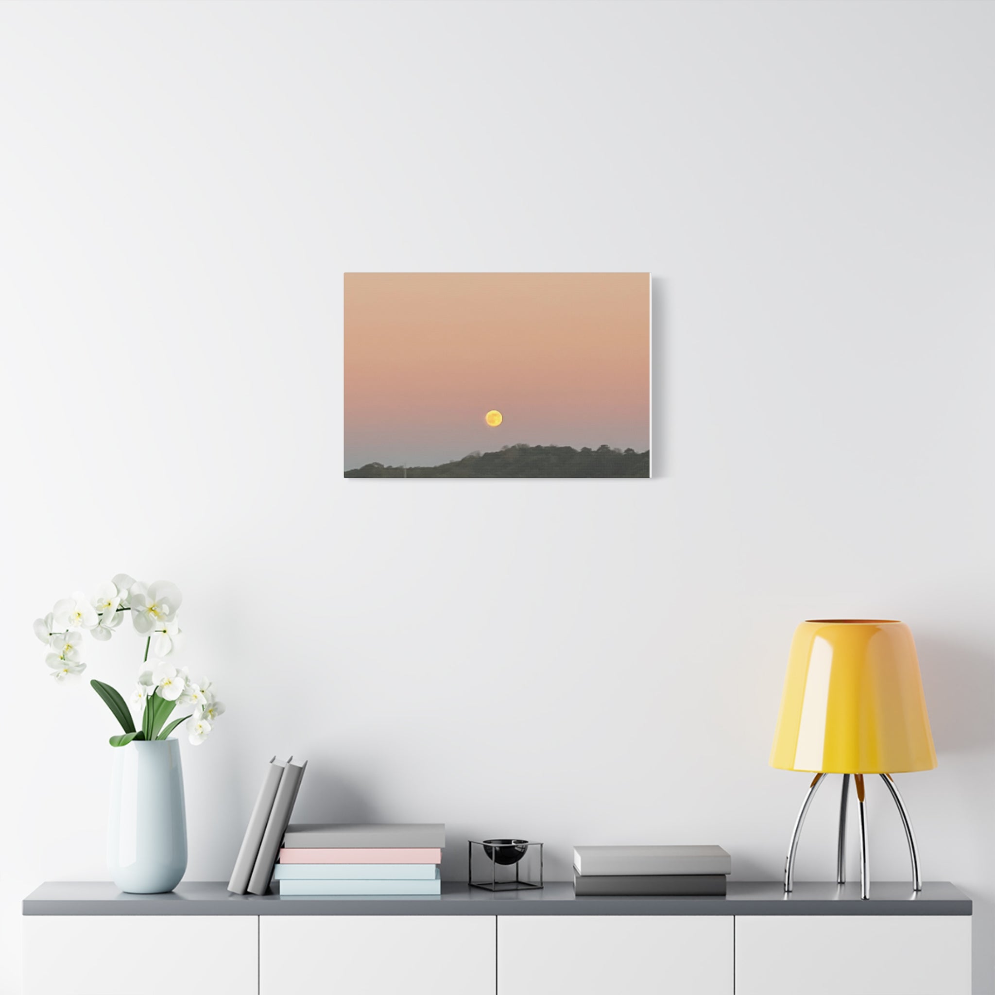 Moonrise Sunset Canvas Print — Pastel Sky Landscape Wall Art