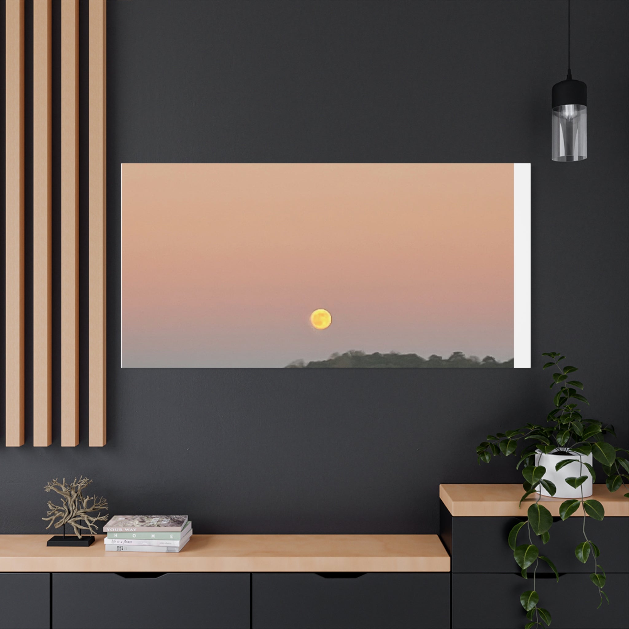 Moonrise Sunset Canvas Print — Pastel Sky Landscape Wall Art