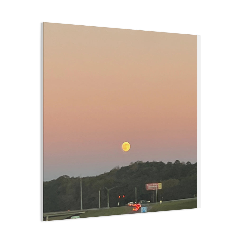 Moonrise Sunset Canvas Print — Pastel Sky Landscape Wall Art
