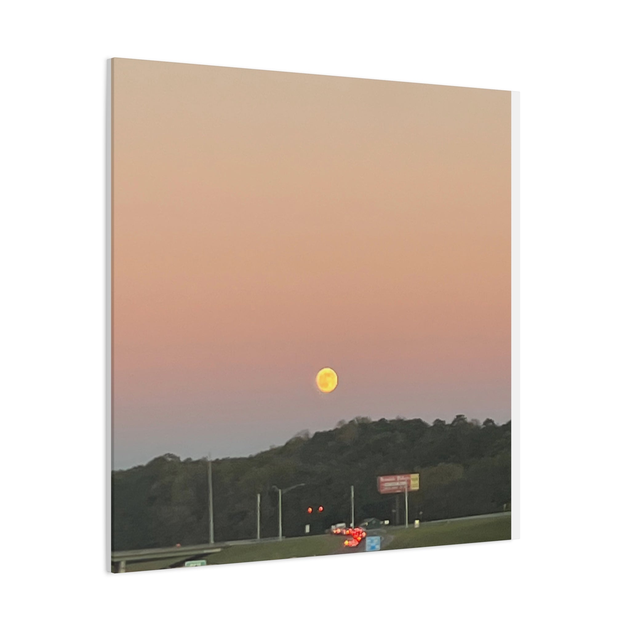 Moonrise Sunset Canvas Print — Pastel Sky Landscape Wall Art