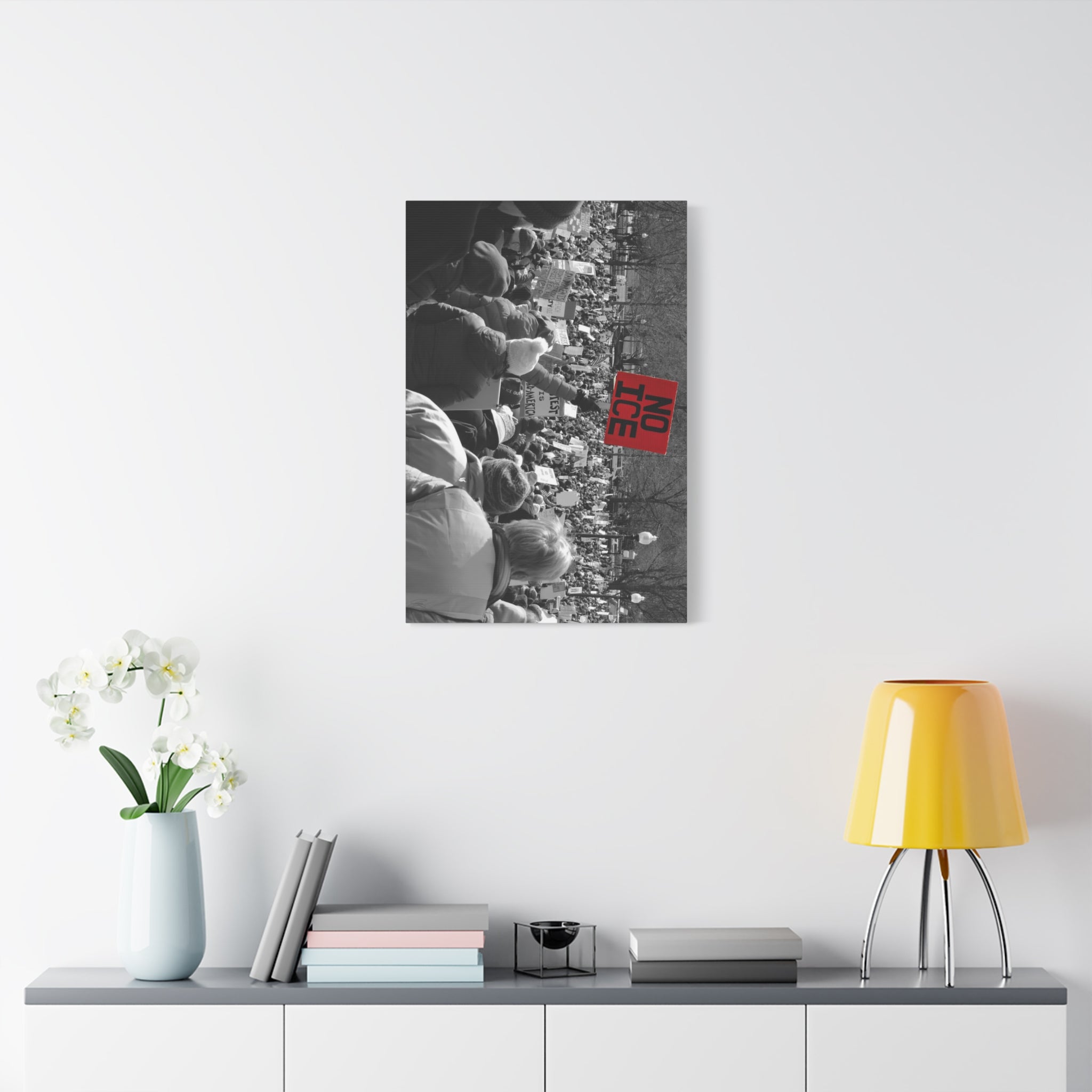 NO ICE Rising Above the Crowd — Matte Humanitarian Canvas