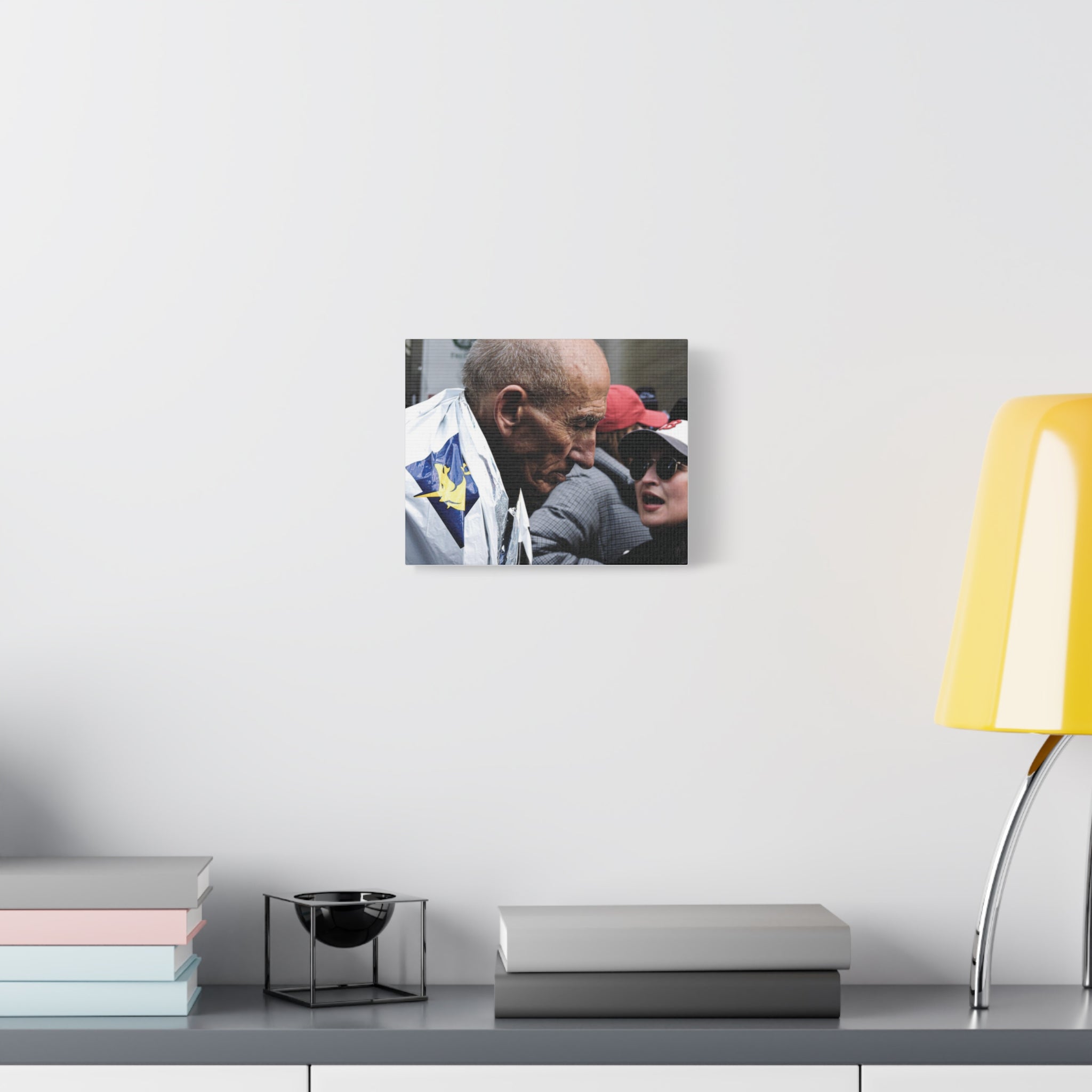 Street Portrait Canvas Print — Elderly Man, Boston Marathon & Conversation Photo Wall Art